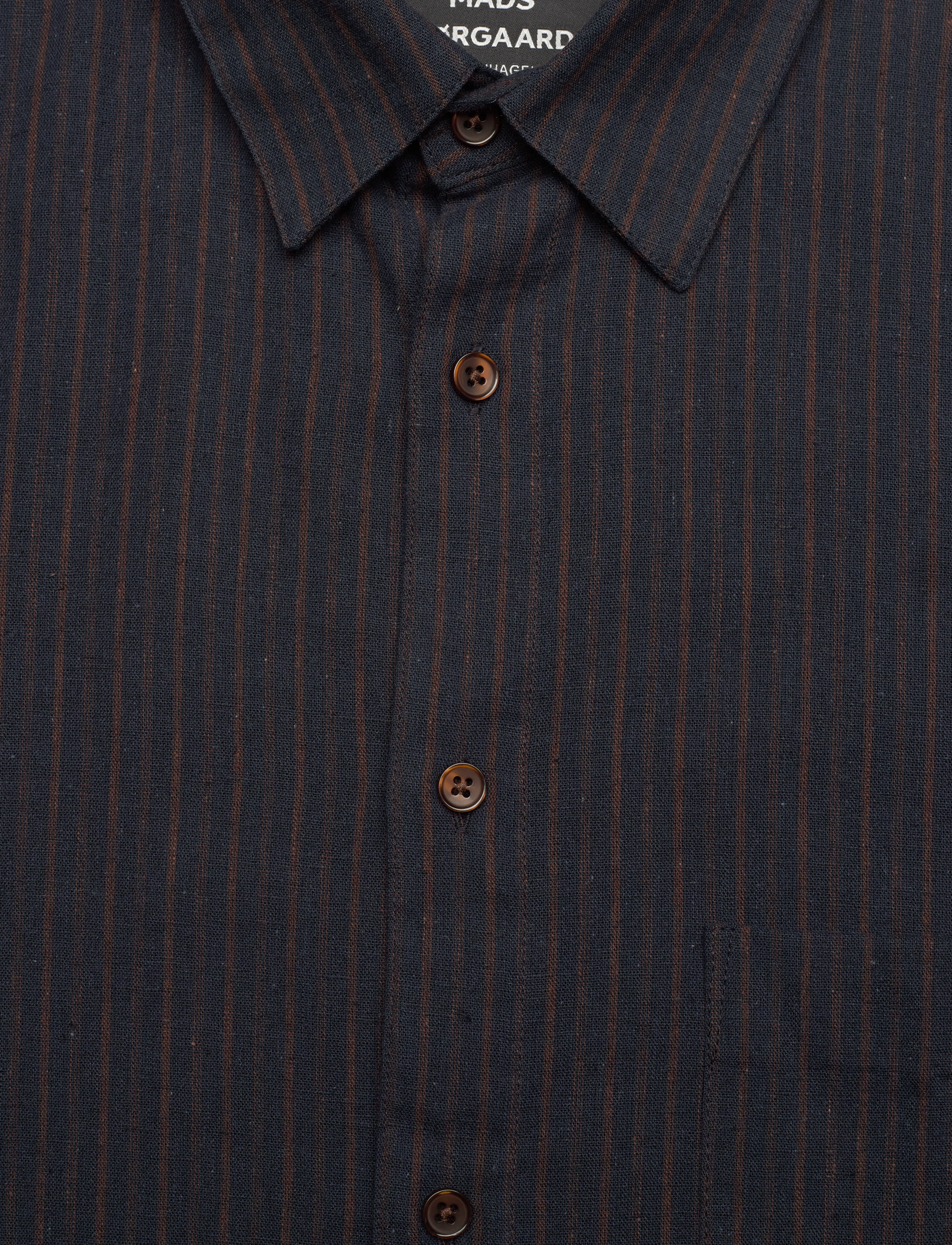 Mads Nørgaard - Cotton Linen Sune Stripe Shirt - linased särgid - chicory coffee/parisian night - 2
