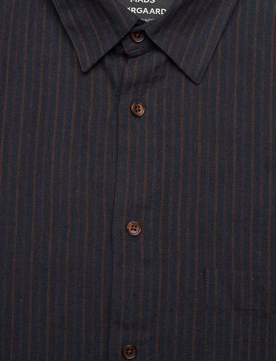 Mads Nørgaard - Cotton Linen Sune Stripe Shirt - linased särgid - chicory coffee/parisian night - 2