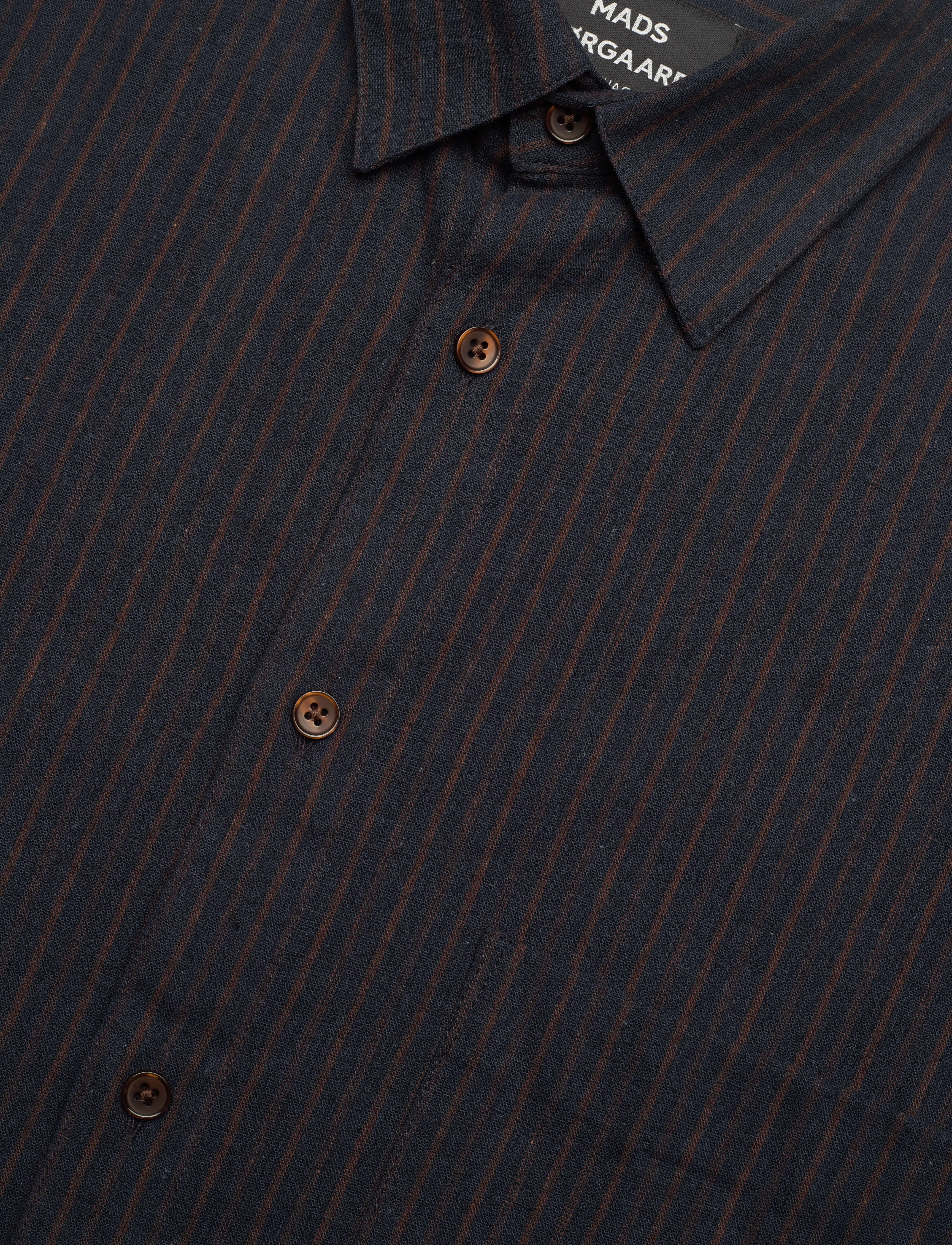 Mads Nørgaard - Cotton Linen Sune Stripe Shirt - linased särgid - chicory coffee/parisian night - 3