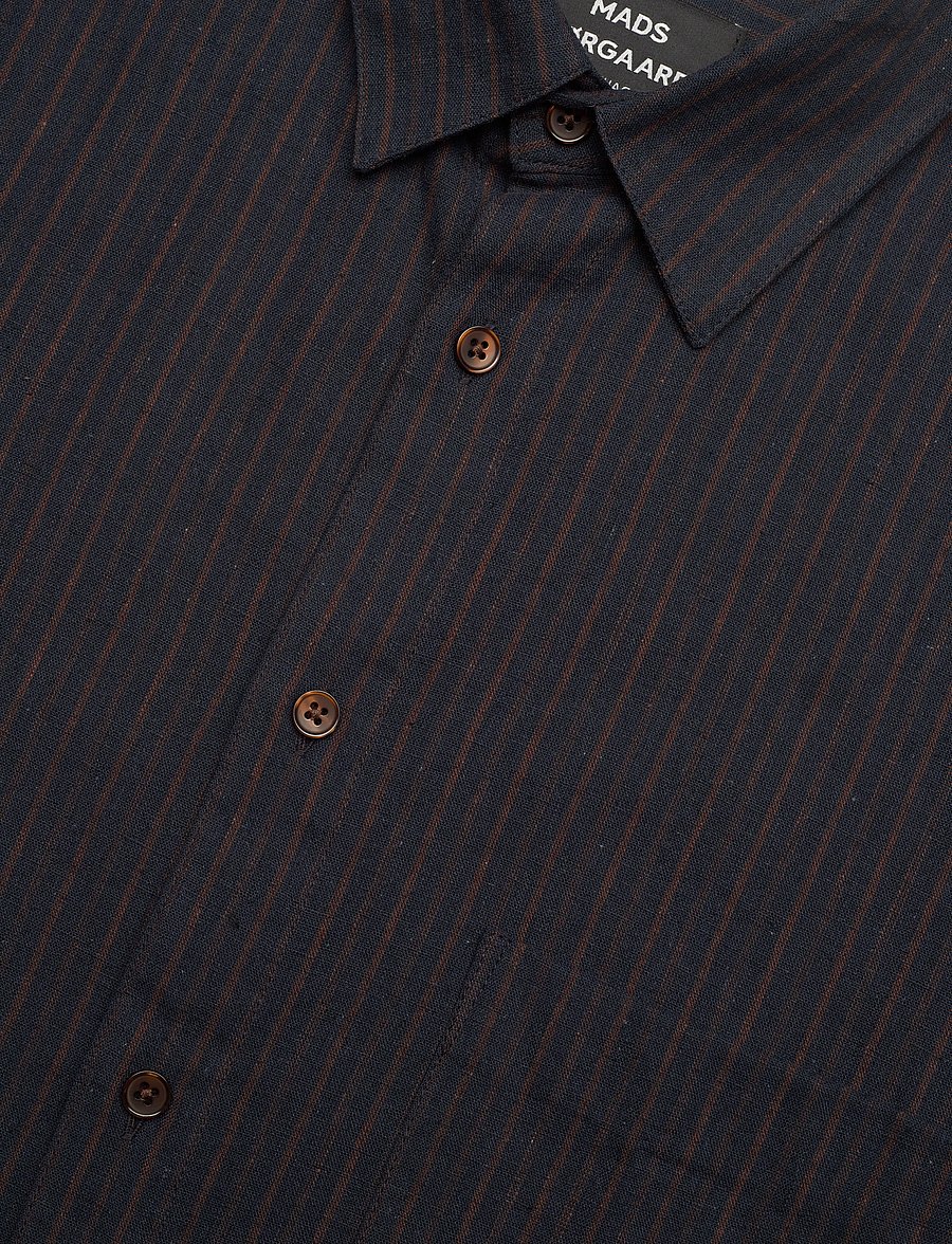 Mads Nørgaard - Cotton Linen Sune Stripe Shirt - linased särgid - chicory coffee/parisian night - 3