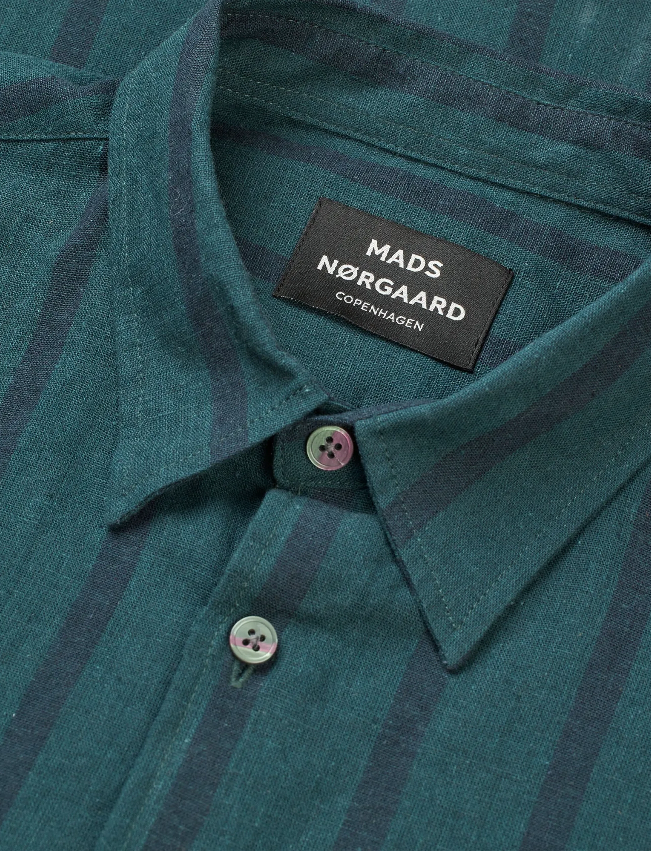 Mads Nørgaard - Cotton Linen Sune Stripe Shirt - hørskjorter - deep sea/sky captain - 1