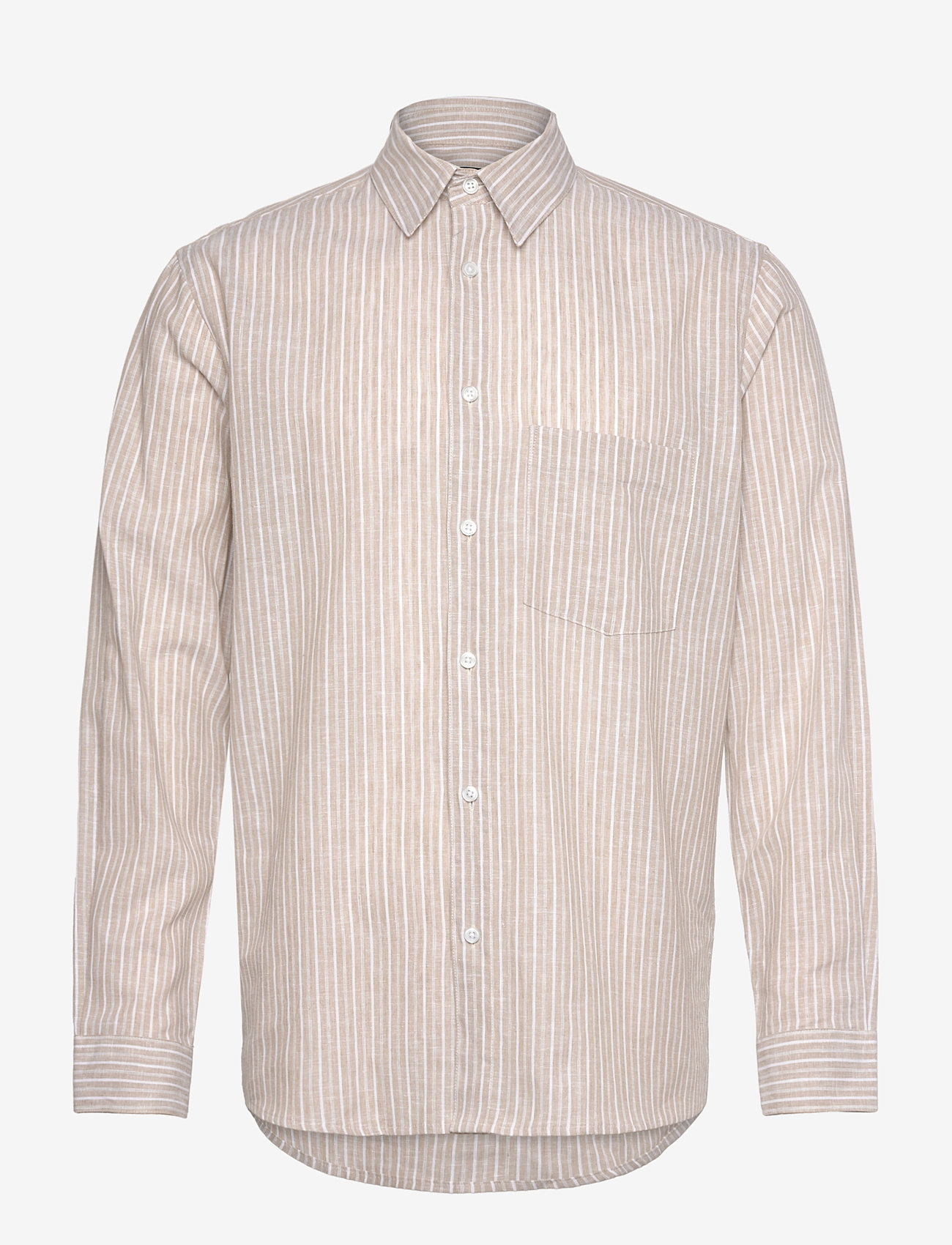 Mads Nørgaard - Cotton Linen Sune Stripe Shirt - hørskjorter - trench coat/white - 0