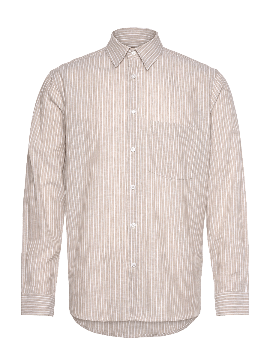Mads Nørgaard - Cotton Linen Sune Stripe Shirt - leinenhemden - trench coat/white - 0
