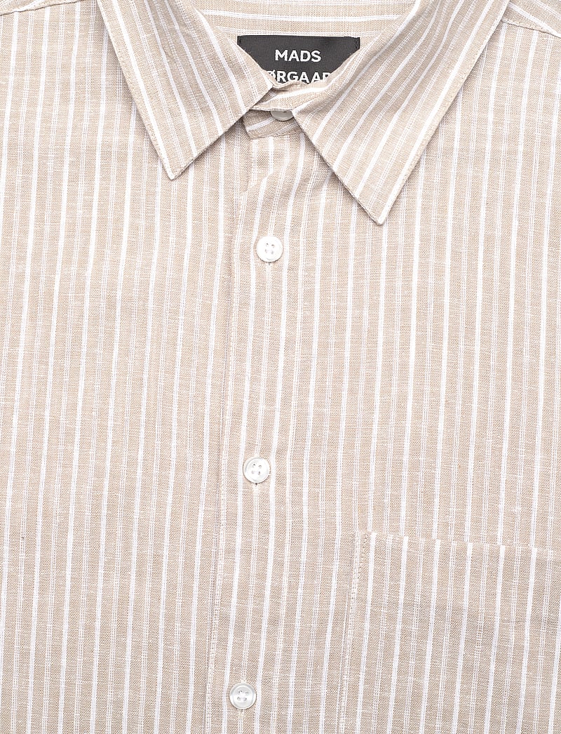 Mads Nørgaard - Cotton Linen Sune Stripe Shirt - hørskjorter - trench coat/white - 2