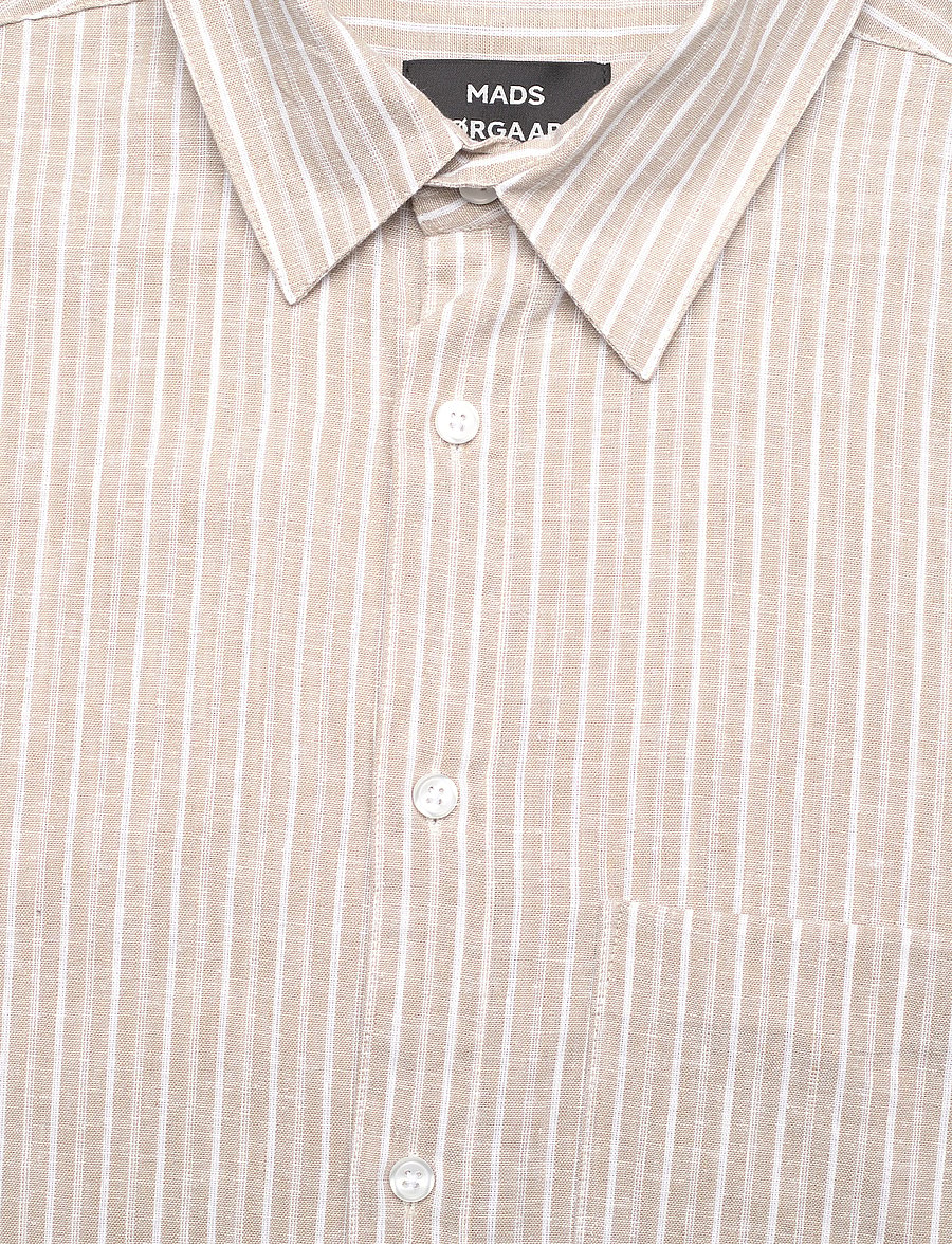 Mads Nørgaard - Cotton Linen Sune Stripe Shirt - leinenhemden - trench coat/white - 2