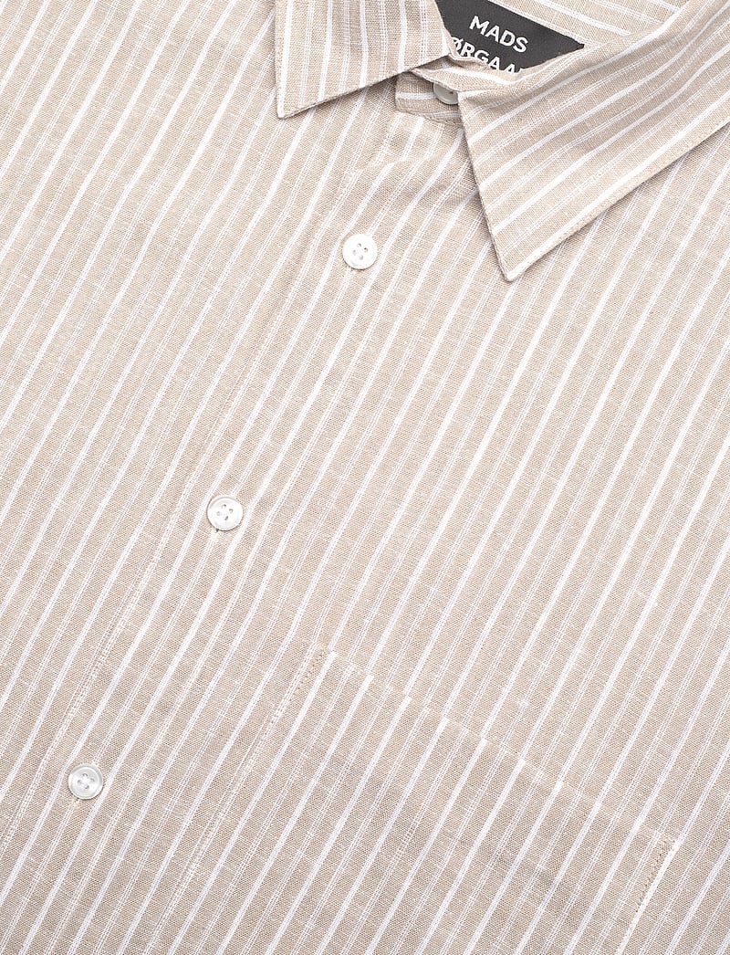 Mads Nørgaard - Cotton Linen Sune Stripe Shirt - hørskjorter - trench coat/white - 3