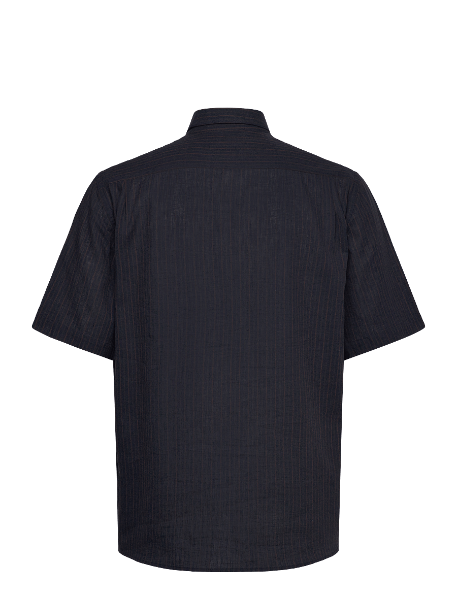 Mads Nørgaard - Cotton Linen Victor Stripe Shirt SS - hørskjorter - chicory coffee/parisian night - 1