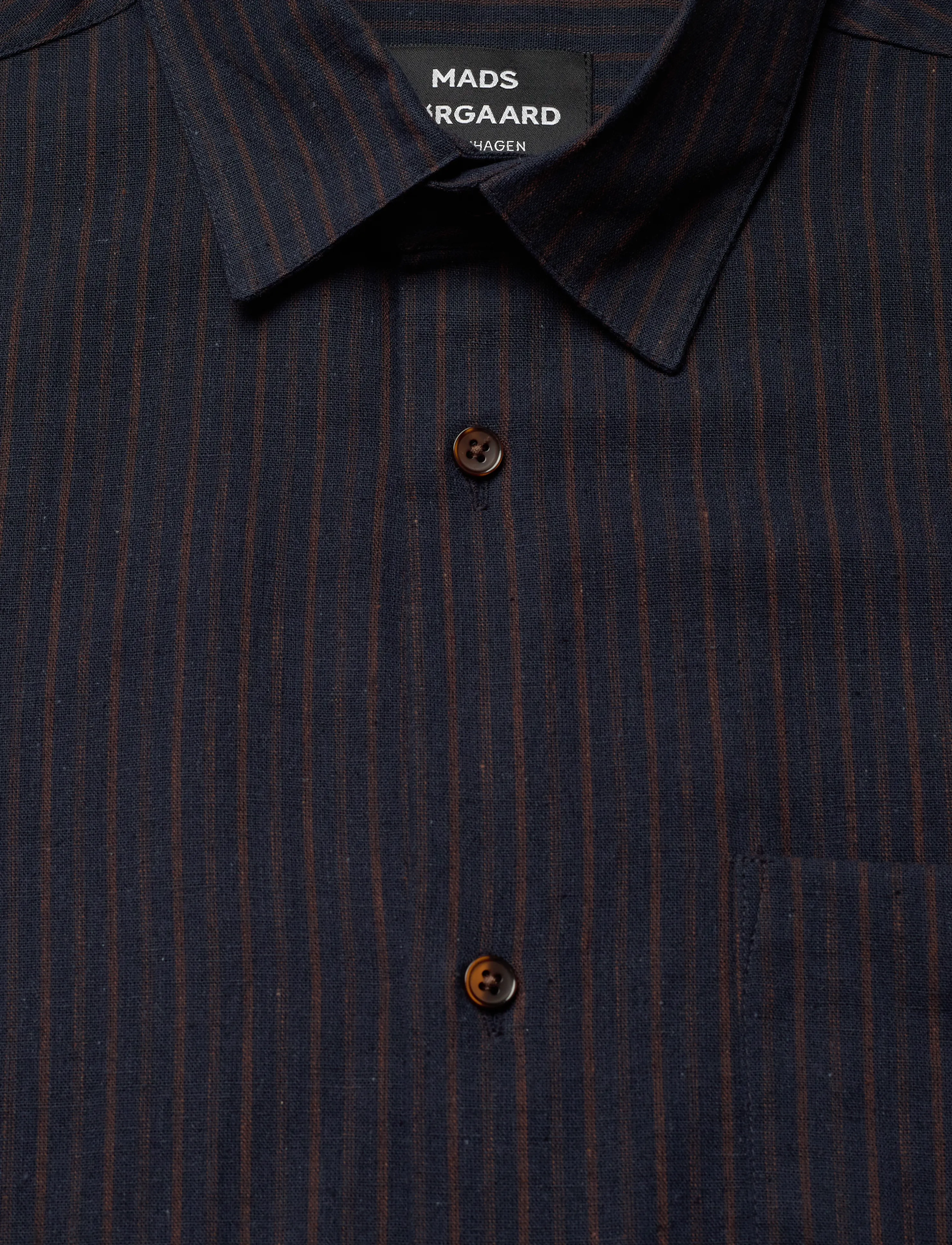 Mads Nørgaard - Cotton Linen Victor Stripe Shirt SS - hørskjorter - chicory coffee/parisian night - 2