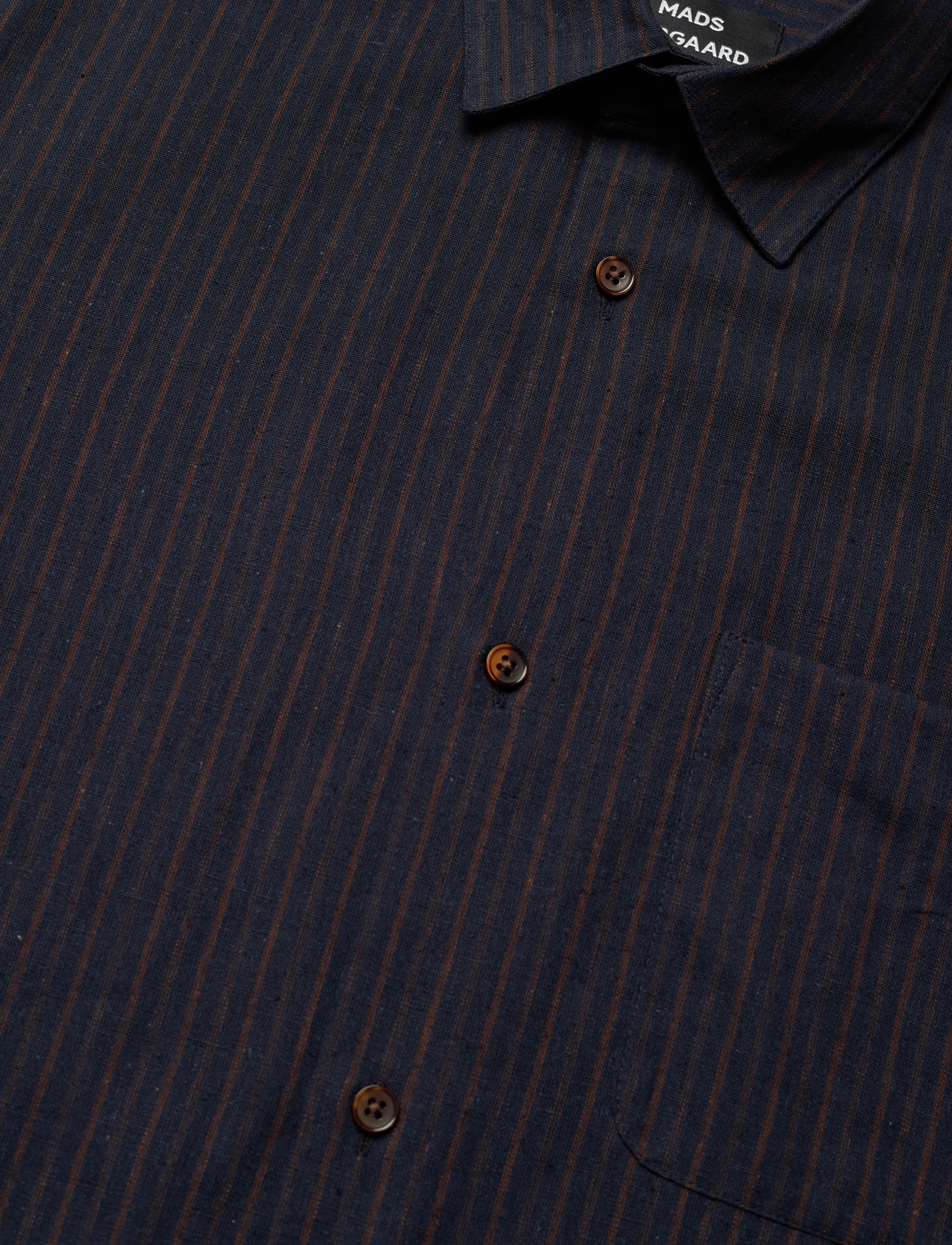 Mads Nørgaard - Cotton Linen Victor Stripe Shirt SS - hørskjorter - chicory coffee/parisian night - 3