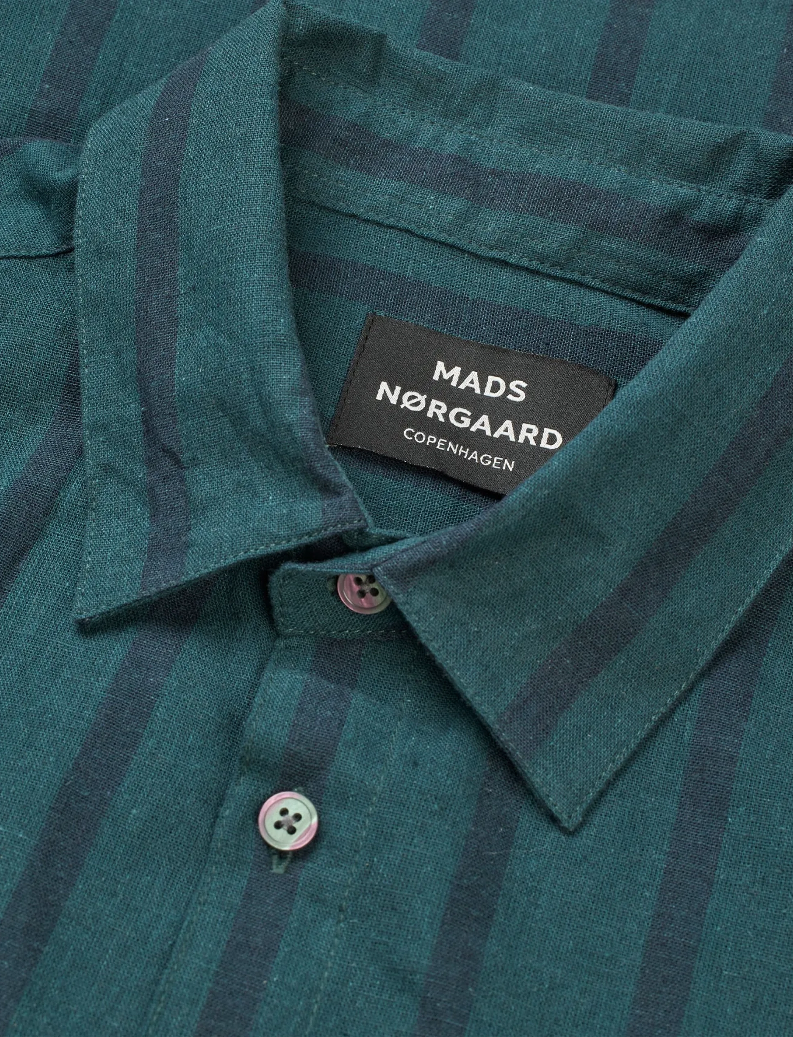 Mads Nørgaard - Cotton Linen Victor Stripe Shirt SS - hørskjorter - deep sea/sky captain - 1