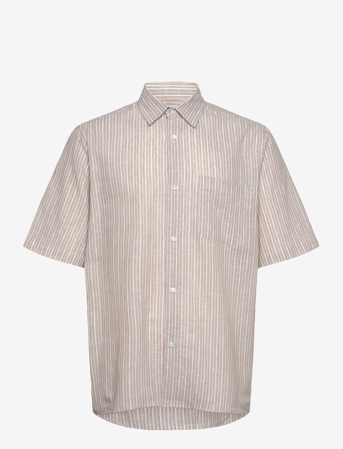 Mads Nørgaard - Cotton Linen Victor Stripe Shirt SS - leinenhemden - trench coat/white - 0