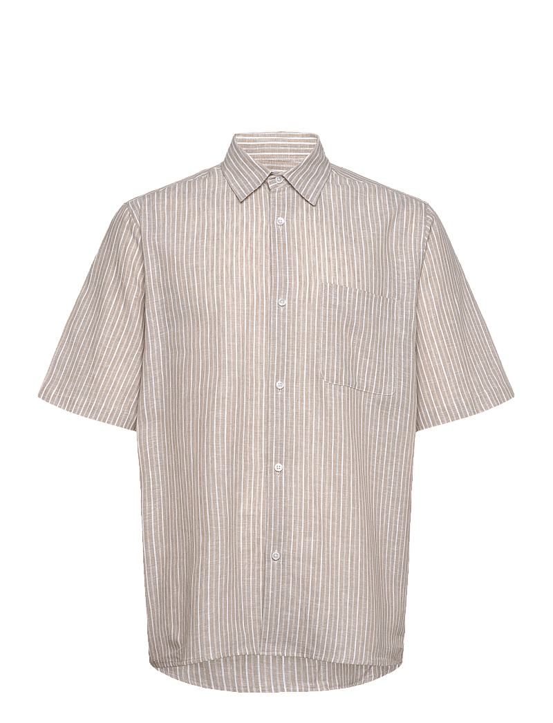 Mads Nørgaard - Cotton Linen Victor Stripe Shirt SS - leinenhemden - trench coat/white - 0