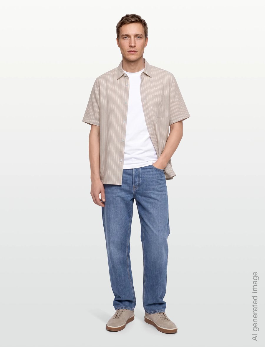 Mads Nørgaard - Cotton Linen Victor Stripe Shirt SS - leinenhemden - trench coat/white - 0