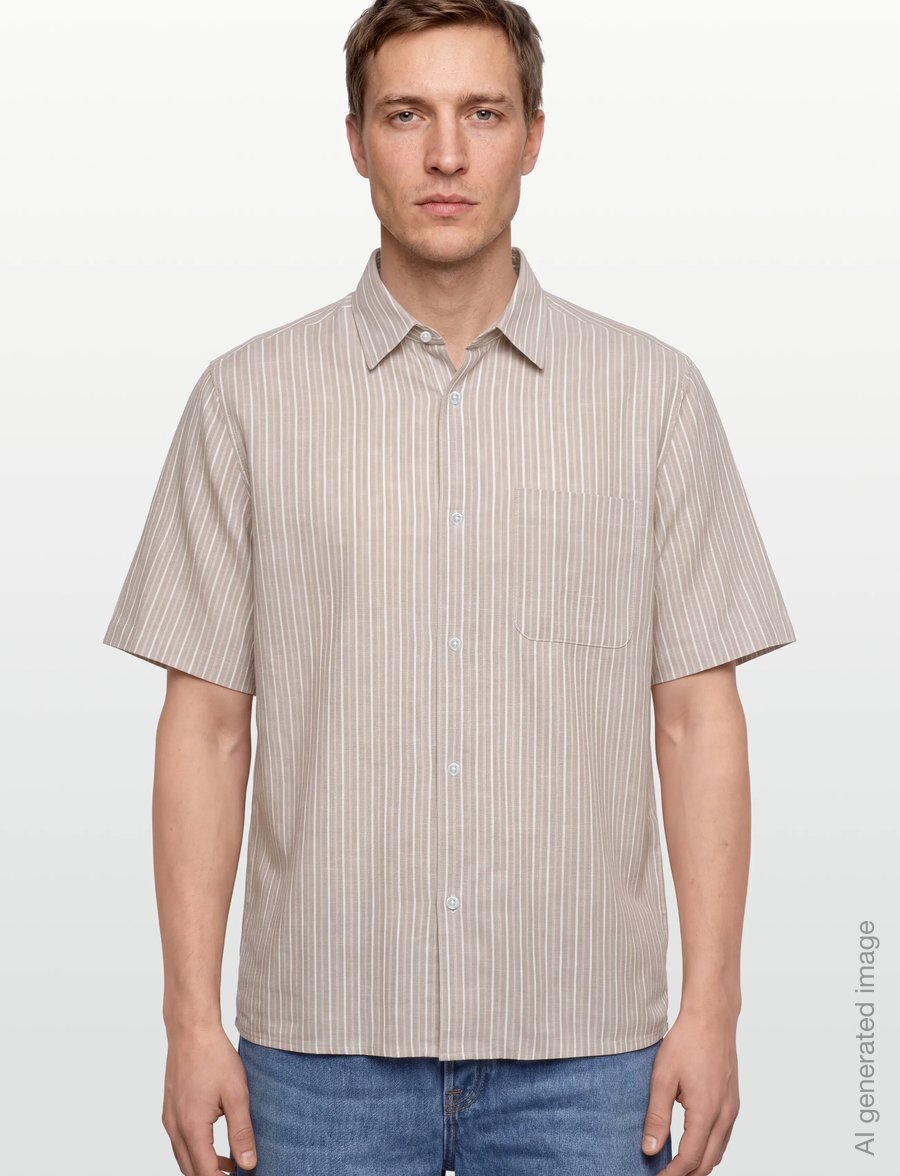 Mads Nørgaard - Cotton Linen Victor Stripe Shirt SS - leinenhemden - trench coat/white - 3