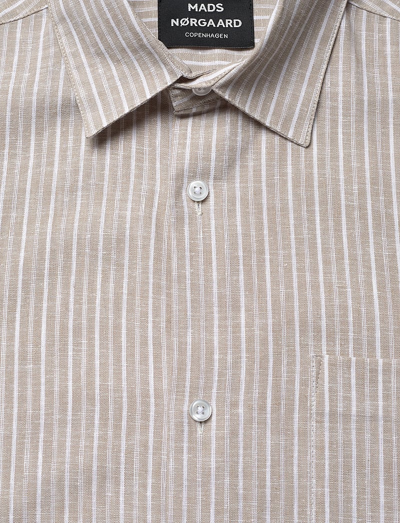 Mads Nørgaard - Cotton Linen Victor Stripe Shirt SS - leinenhemden - trench coat/white - 2
