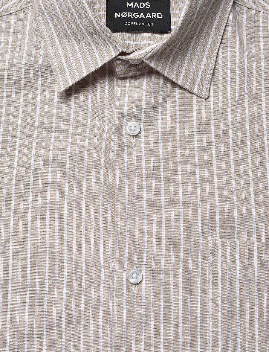 Mads Nørgaard - Cotton Linen Victor Stripe Shirt SS - leinenhemden - trench coat/white - 2