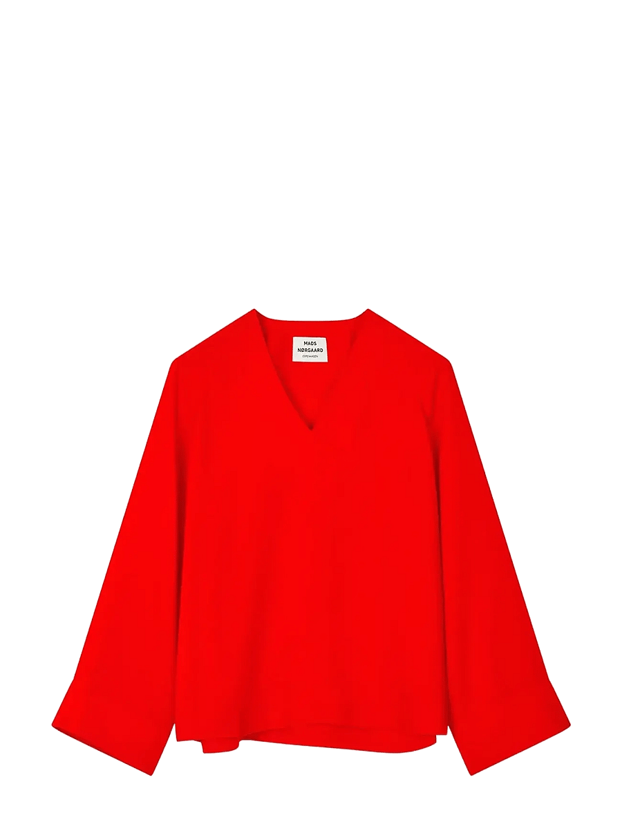 Mads Nørgaard - Light Crepe Milly Top - langärmelige blusen - fiery red - 0