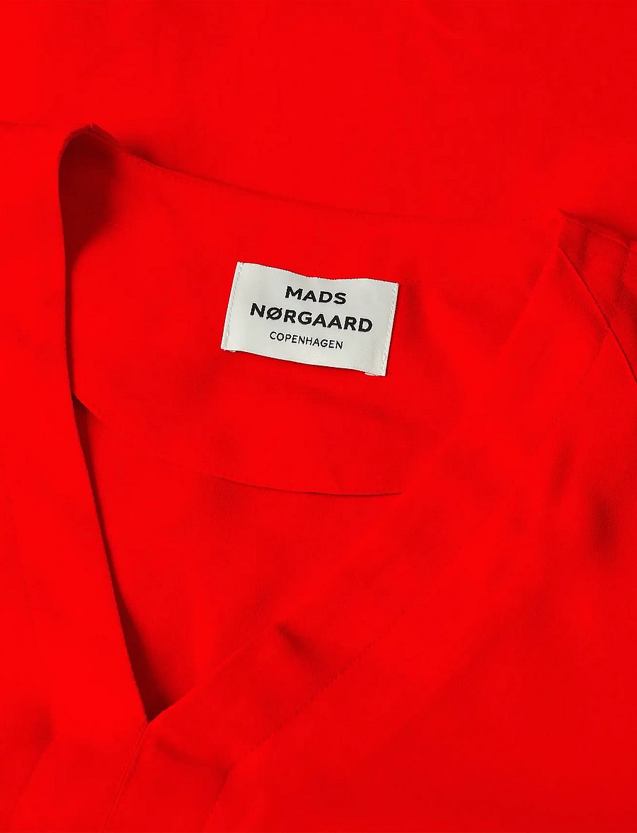 Mads Nørgaard - Light Crepe Milly Top - langärmelige blusen - fiery red - 1