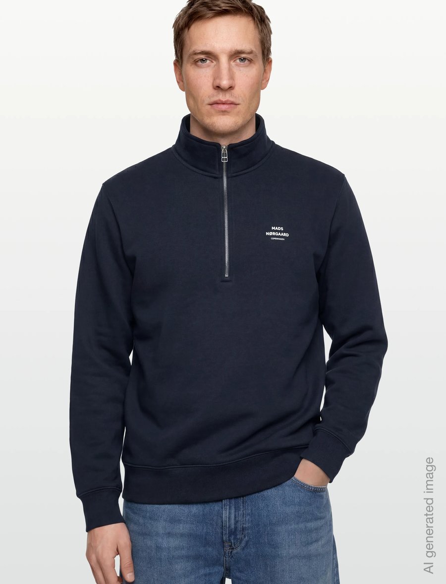 Mads Nørgaard - Standard Half Zip Logo Sweat - sweatshirts - parisian night - 3
