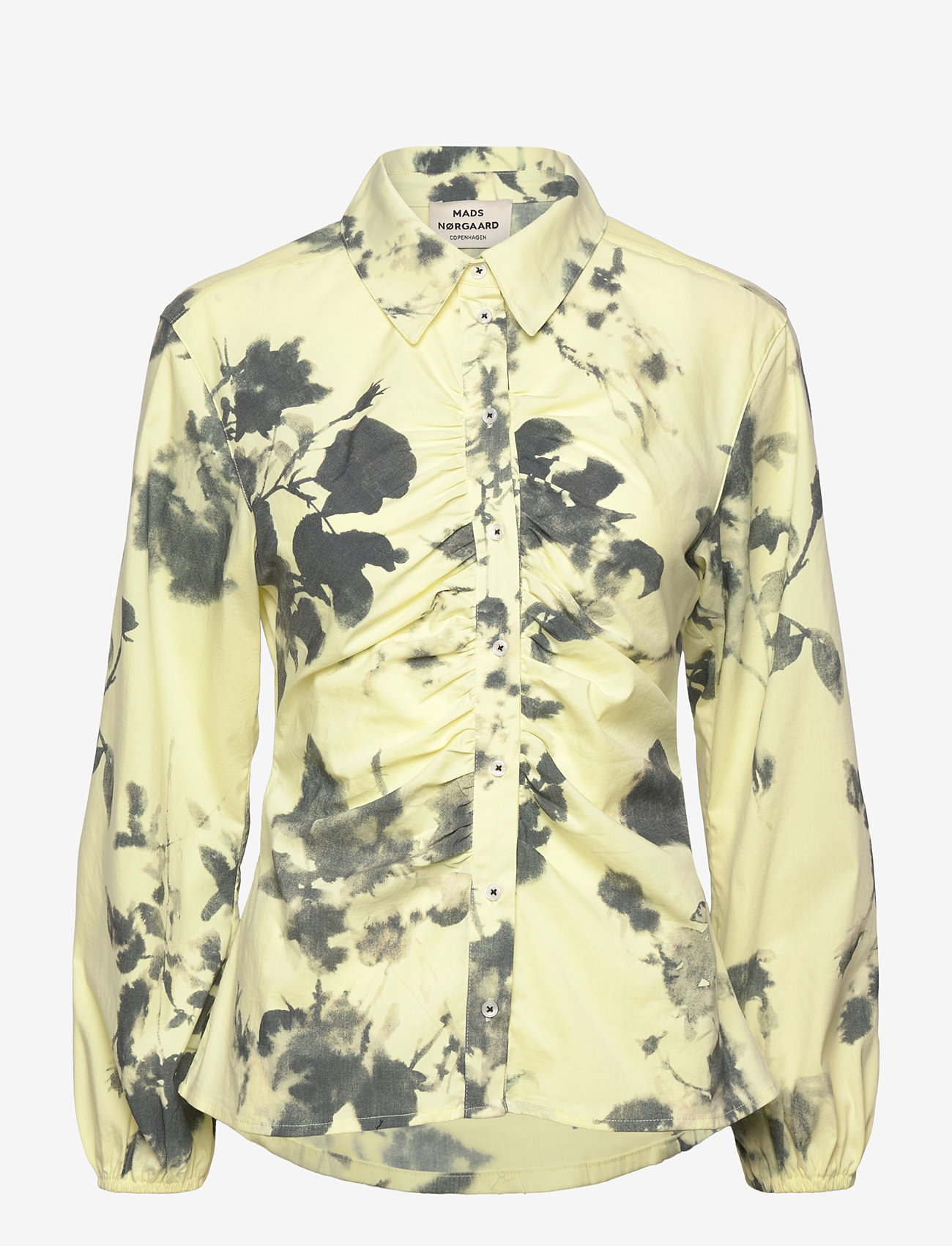 Mads Nørgaard - Poplinea Clara Shirt AOP - langærmede skjorter - ink flower aop/tender yellow - 0