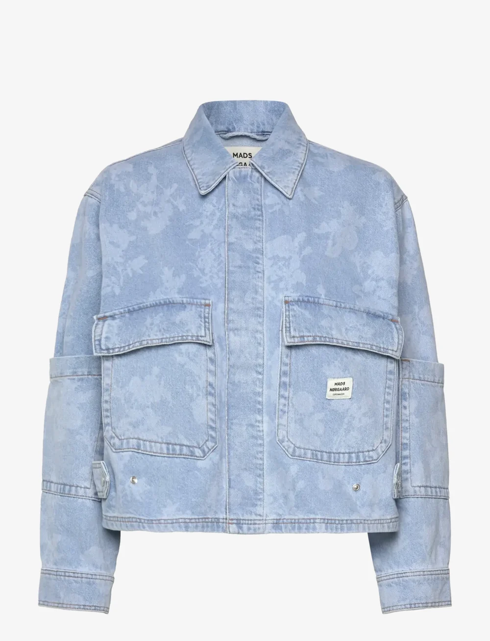 Mads Nørgaard - Art Denim Soleil Jacket - denimjakker - light denim/ink flower aop - 0