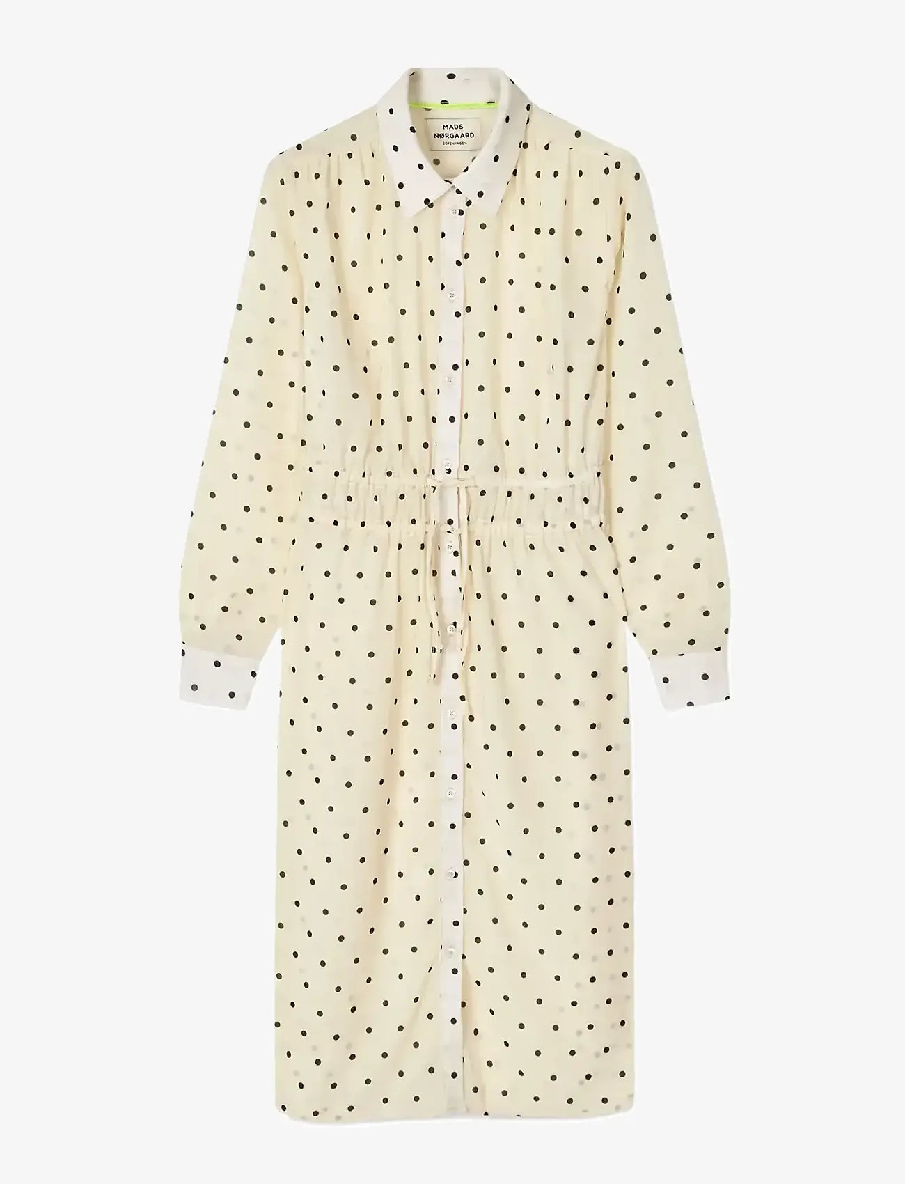 Mads Nørgaard - Sheer Crink Mabel Dress - skjortklänningar - dot aop white - 0