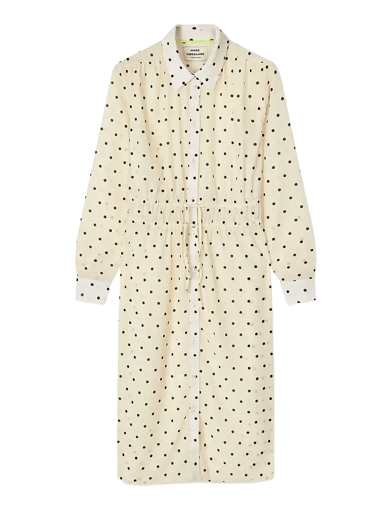 Mads Nørgaard - Sheer Crink Mabel Dress - skjortklänningar - dot aop white - 0