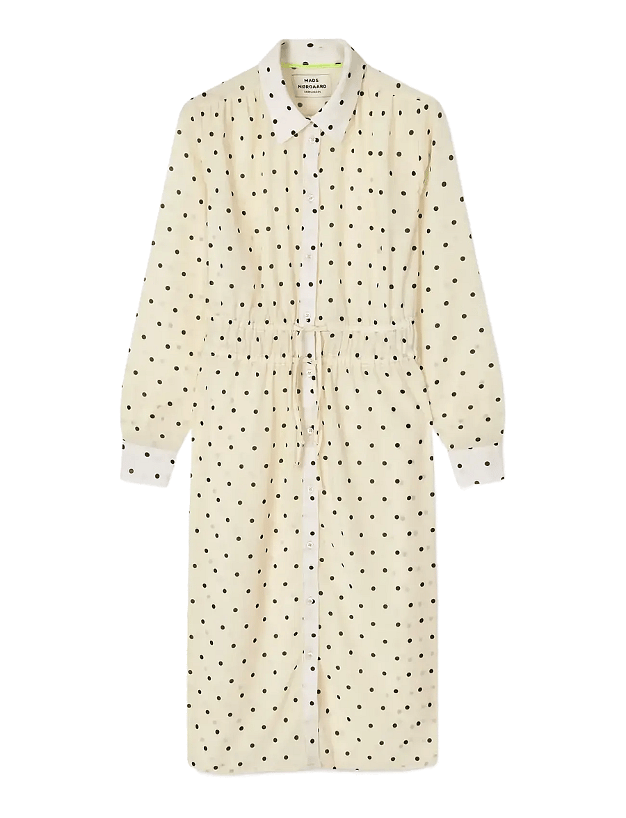 Mads Nørgaard - Sheer Crink Mabel Dress - skjortekjoler - dot aop white - 0