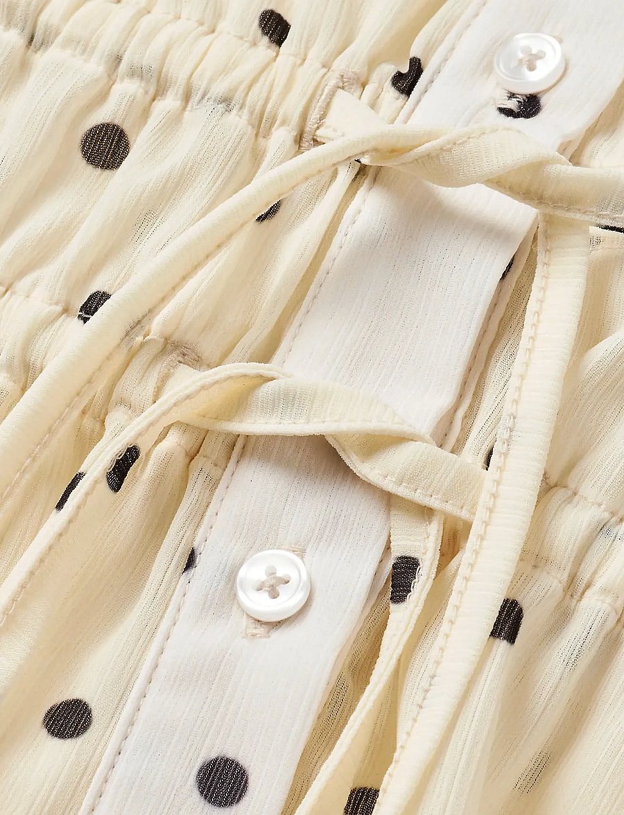 Mads Nørgaard - Sheer Crink Mabel Dress - skjortekjoler - dot aop white - 1