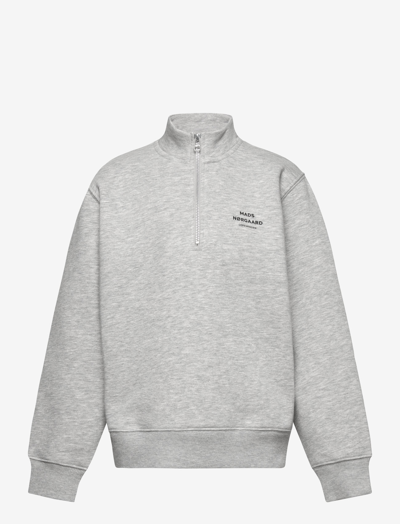 Mads Nørgaard - Mix Sweat Crewie Half Zip Sweatshirt - sweatshirts - grey melange - 0