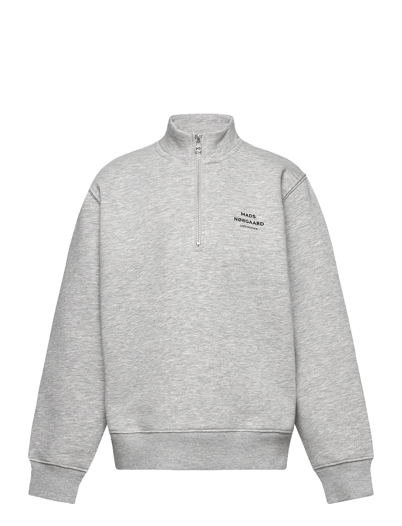Mads Nørgaard - Mix Sweat Crewie Half Zip Sweatshirt - sweatshirts - grey melange - 0