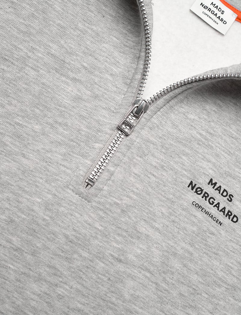 Mads Nørgaard - Mix Sweat Crewie Half Zip Sweatshirt - sweatshirts - grey melange - 2
