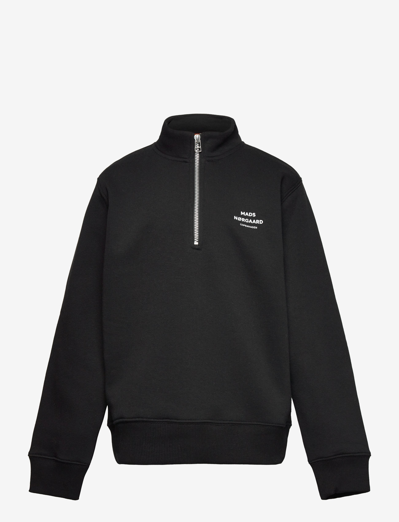 Mads Nørgaard - Mix Sweat Crewie Half Zip Sweatshirt - sweatshirts - jet black - 0
