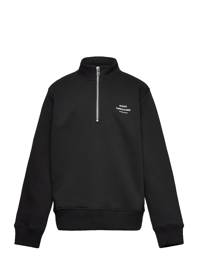 Mads Nørgaard - Mix Sweat Crewie Half Zip Sweatshirt - sweatshirts - jet black - 0