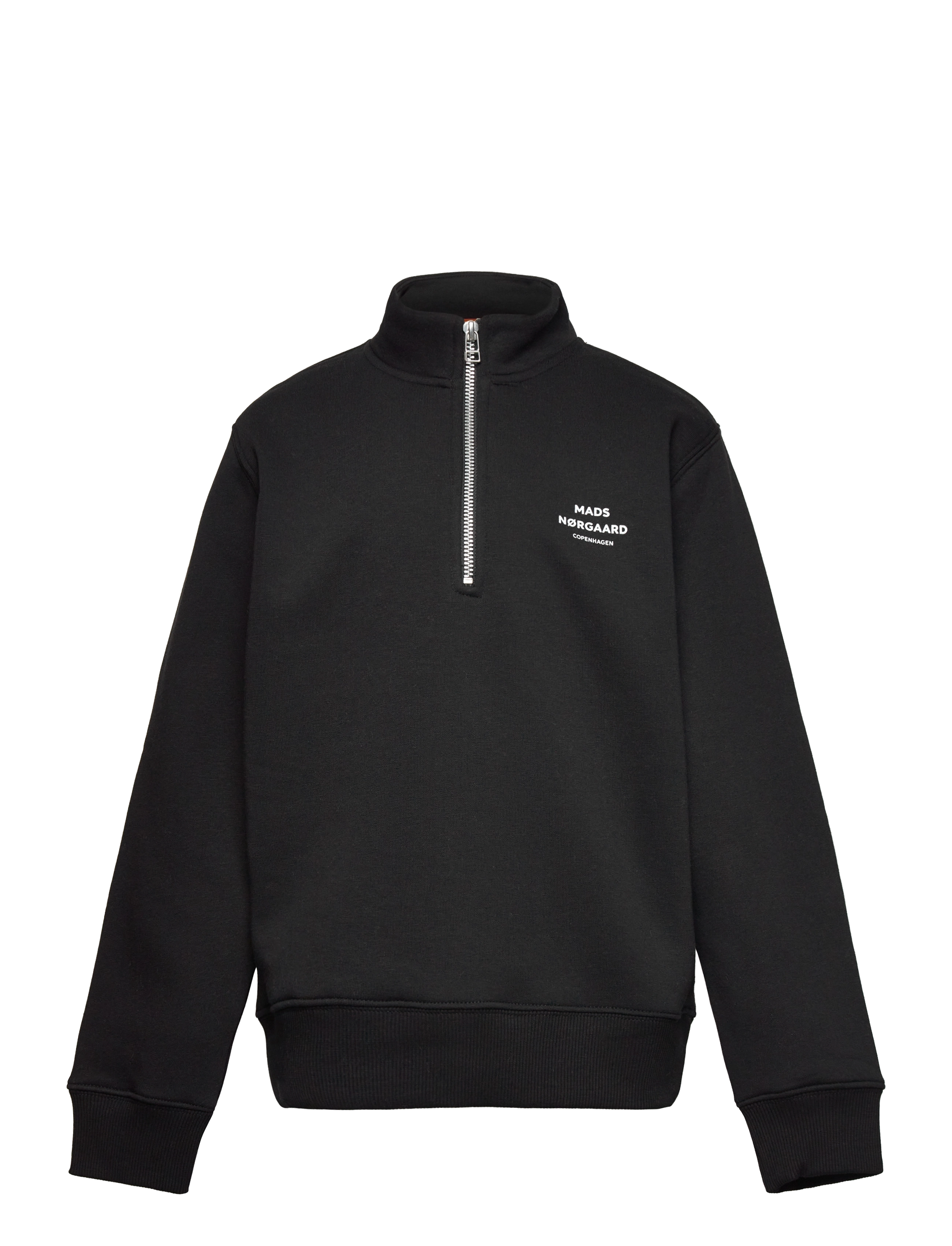 Mads Nørgaard - Mix Sweat Crewie Half Zip Sweatshirt - jet black - 0