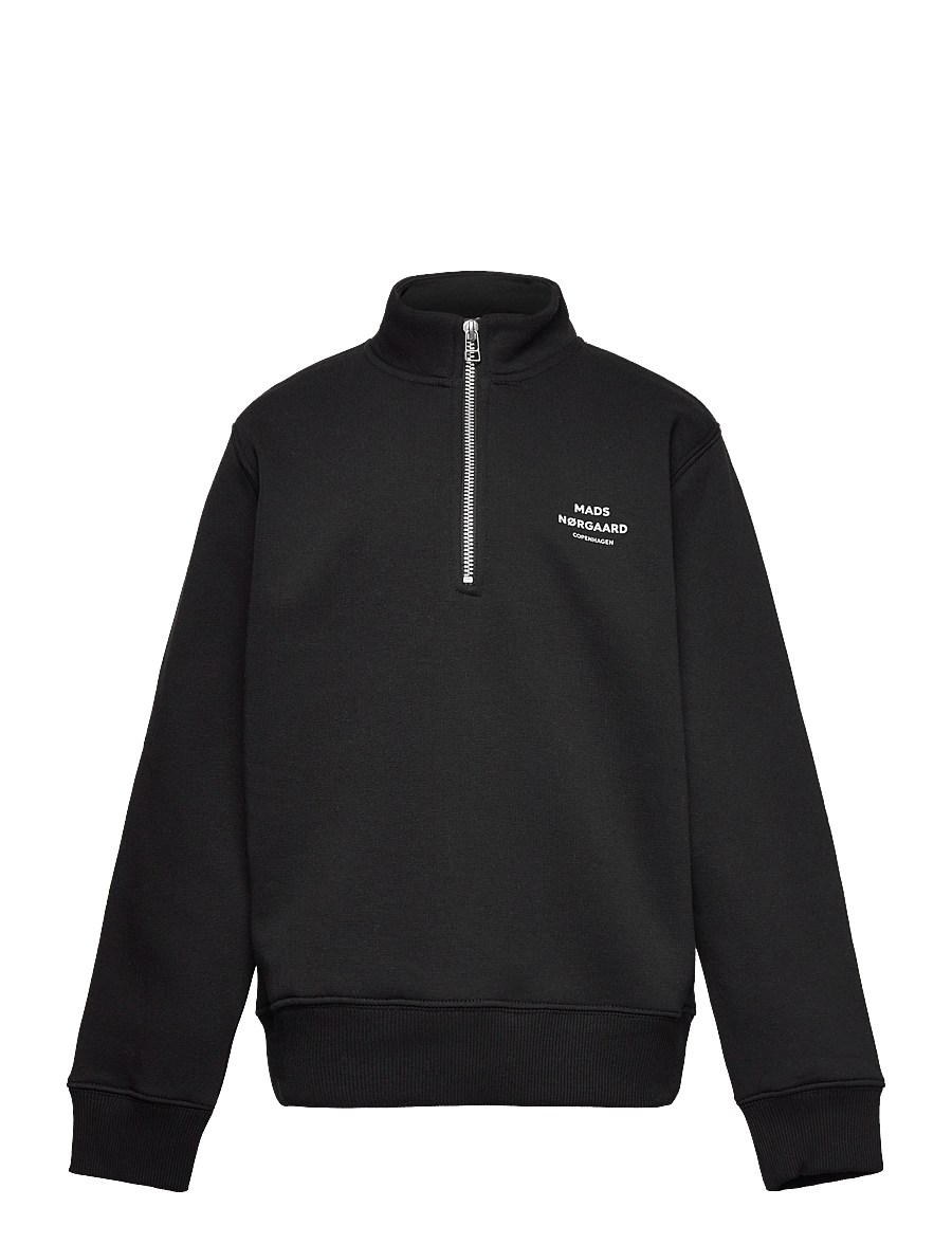 Mads Nørgaard - Mix Sweat Crewie Half Zip Sweatshirt - jet black - 0