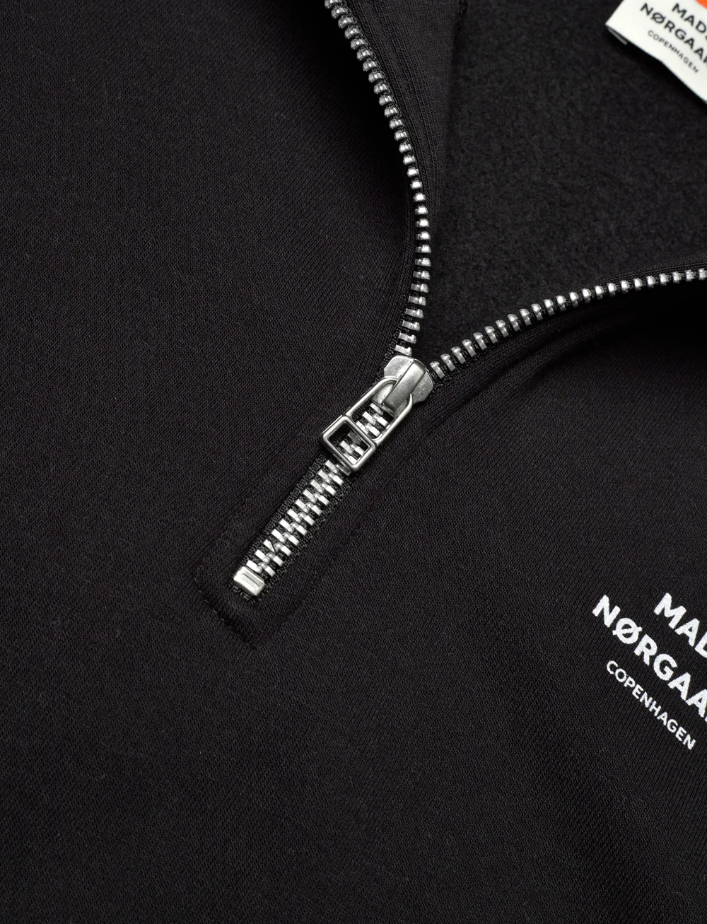Mads Nørgaard - Mix Sweat Crewie Half Zip Sweatshirt - peysur - jet black - 2