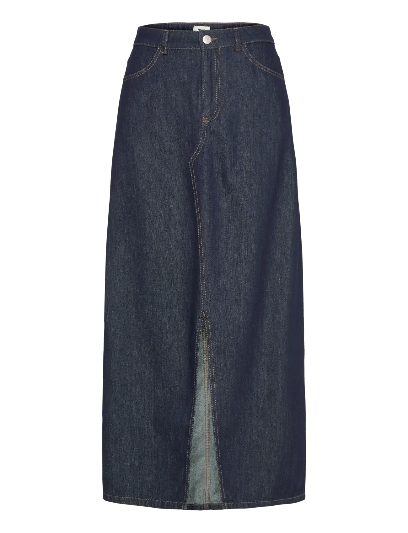 Mads Nørgaard Cosy Denim Ketty Skirt, Kvinder, Maxi Denim Nederdel Med Slids Foran, Navy, Str: 34