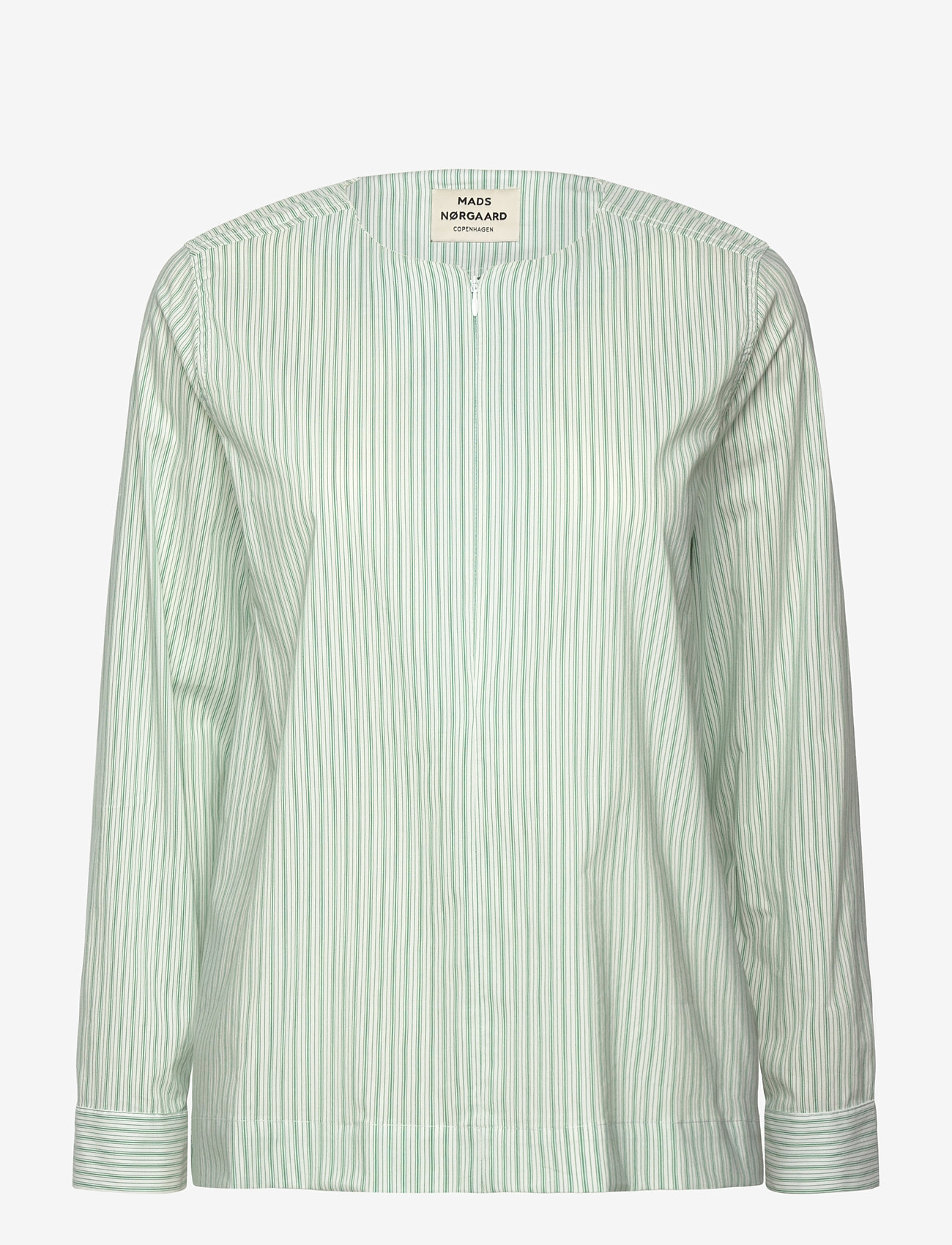 Mads Nørgaard - Poplinda Dana Shirt - langærmede bluser - pinstripe/verdant green - 0