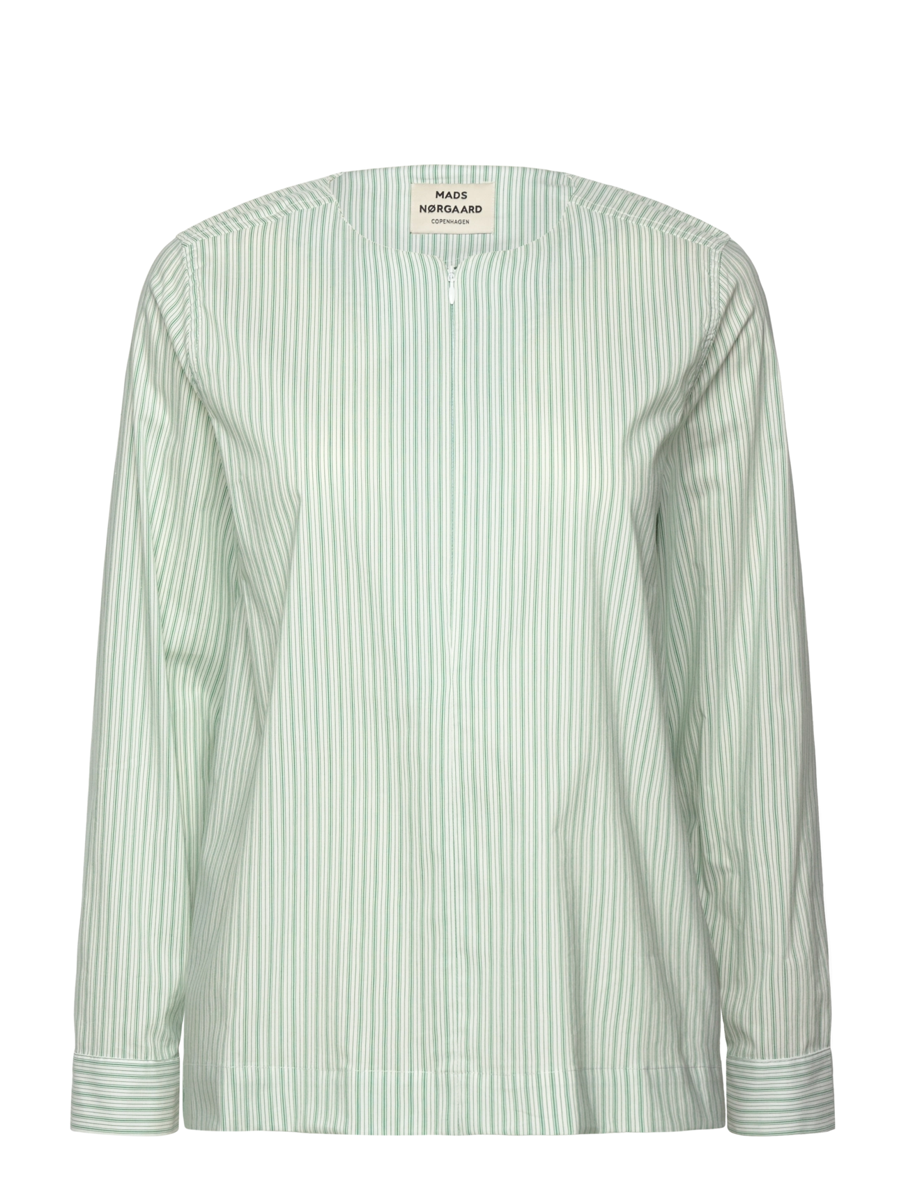 Mads Nørgaard Poplinda Dana Shirt - Transitional Layering - PINSTRIPE/VERDANT GREEN / green