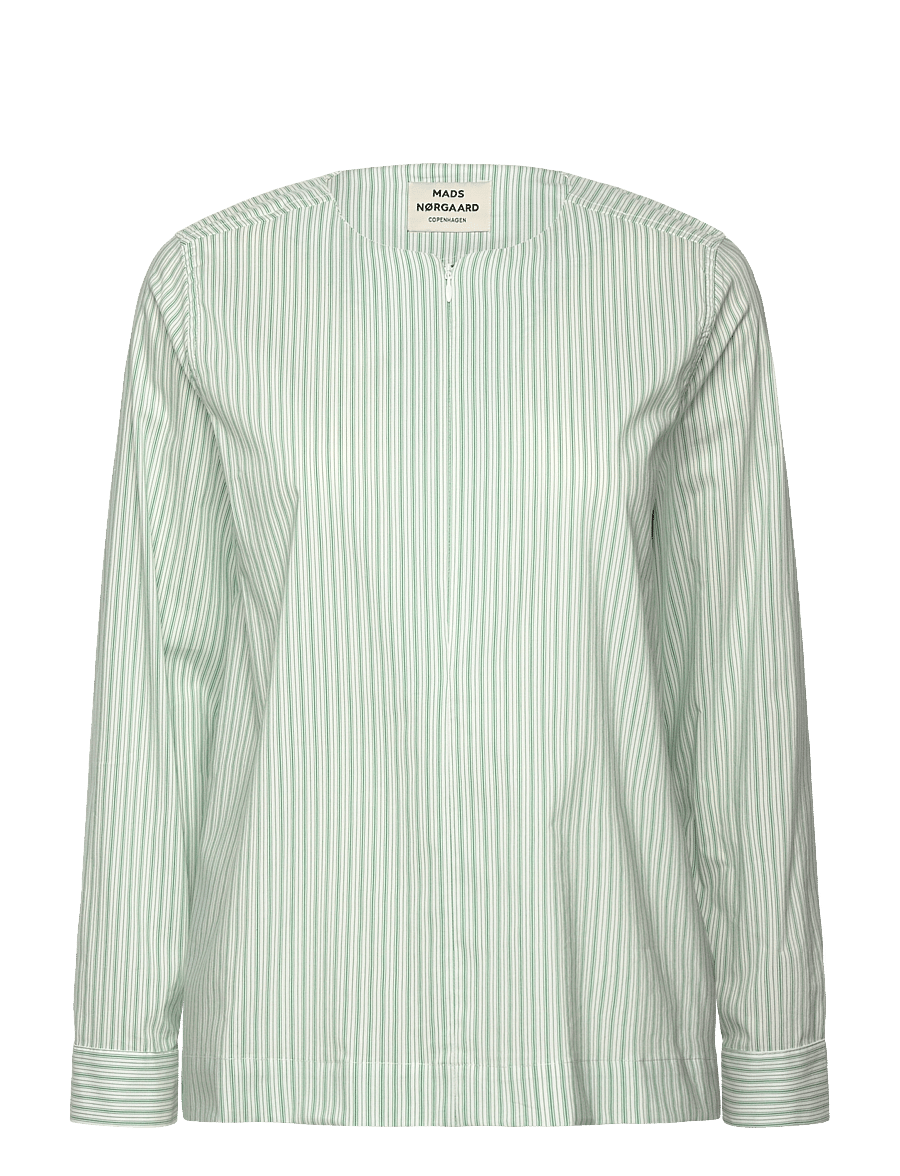 Mads Nørgaard - Poplinda Dana Shirt - blouses à manches longues - pinstripe/verdant green - 0