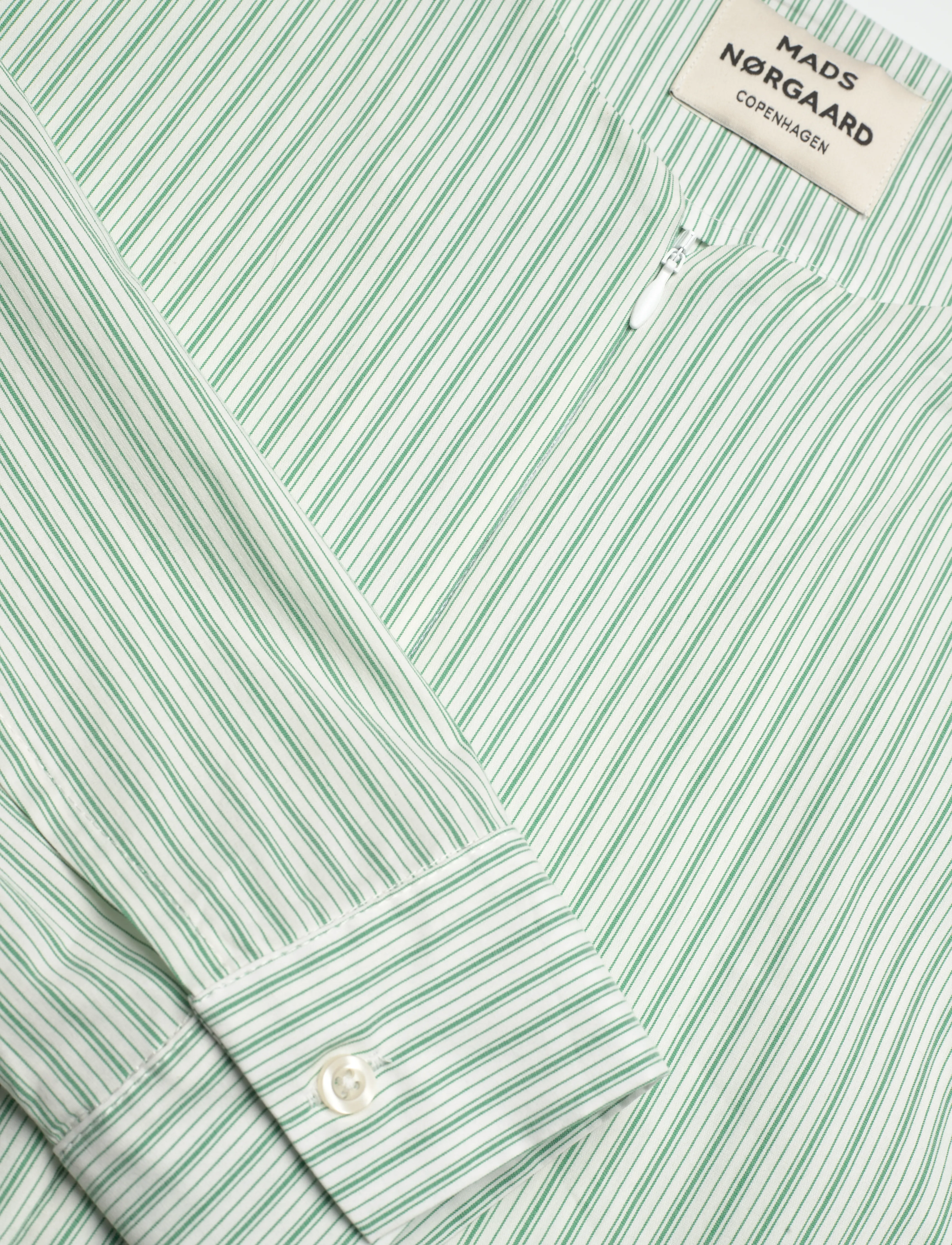 Mads Nørgaard - Poplinda Dana Shirt - pikkade varrukatega pluusid - pinstripe/verdant green - 2