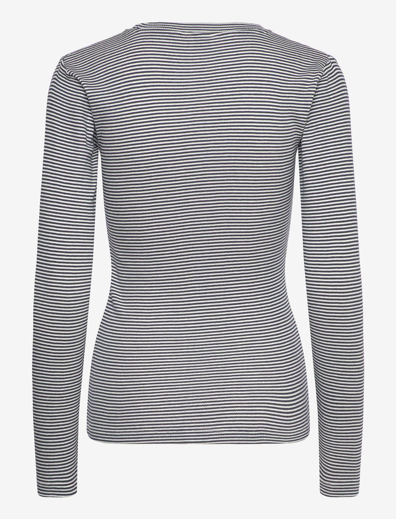 Mads Nørgaard - 2x2 Cotton Stripe Tuba Tee LS - parisian night/vanilla ice - 1