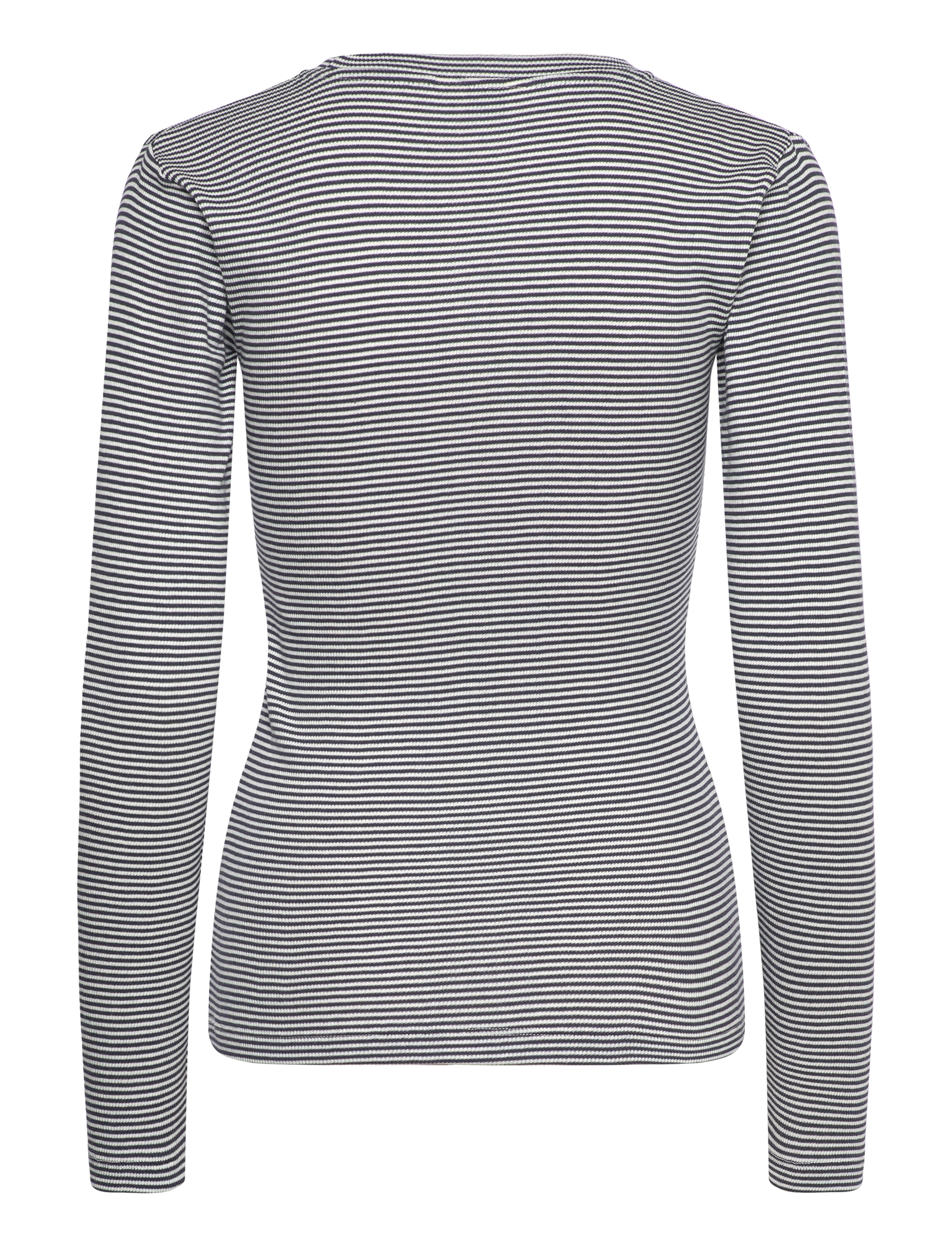 Mads Nørgaard - 2x2 Cotton Stripe Tuba Tee LS - parisian night/vanilla ice - 1
