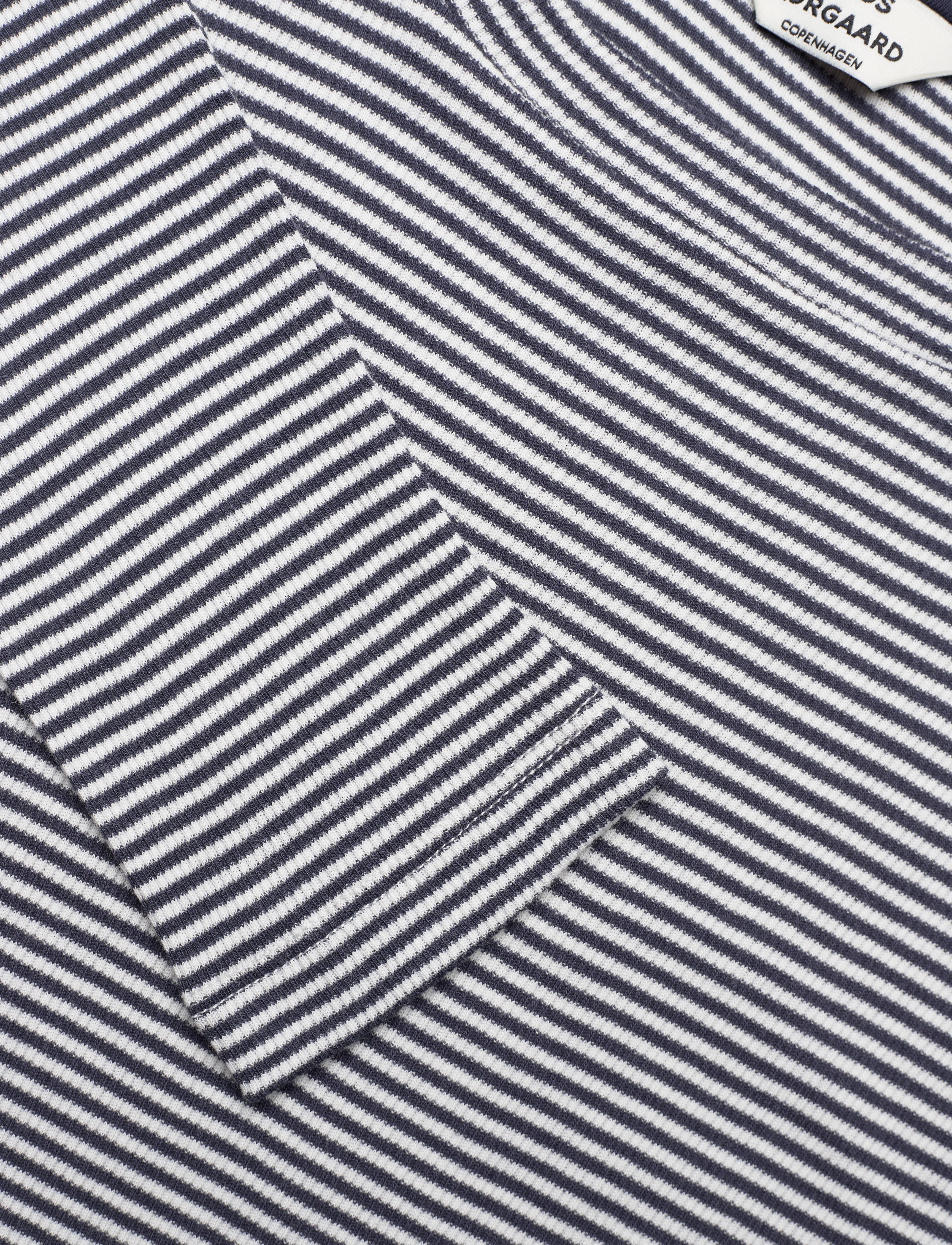 Mads Nørgaard - 2x2 Cotton Stripe Tuba Tee LS - parisian night/vanilla ice - 2