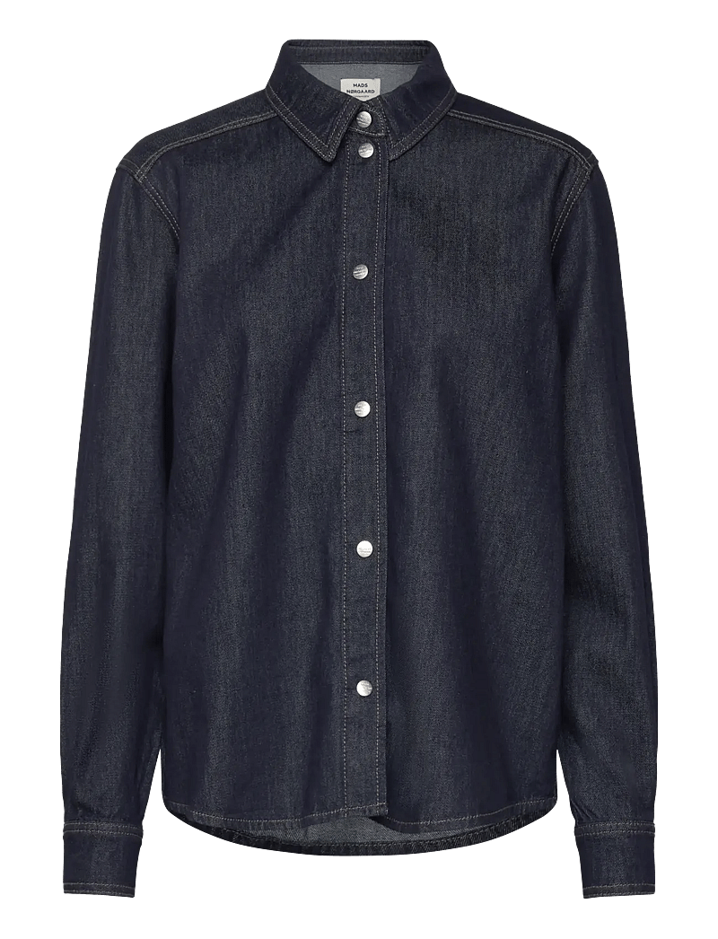 Mads Nørgaard - Cosy Denim Crane Shirt - langärmlige hemden - dark indigo - 0