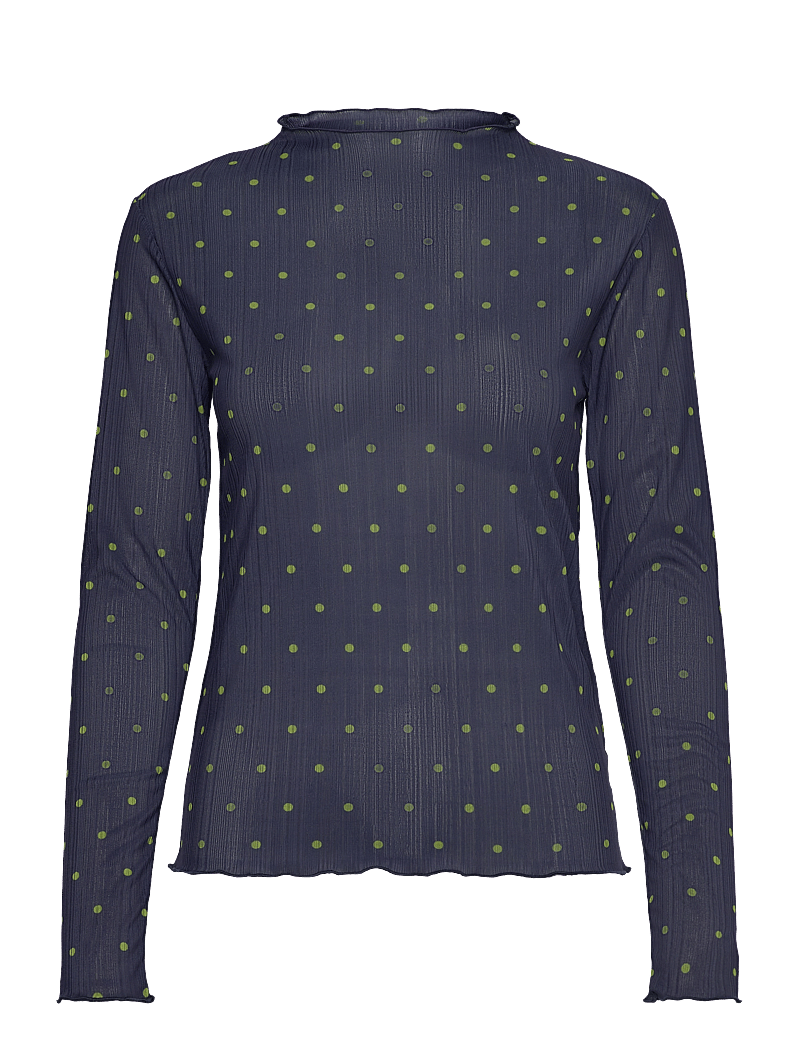 Mads Nørgaard - Fancy Jersey Minnie Top - langärmlige tops - aop dot/parisian night - 0