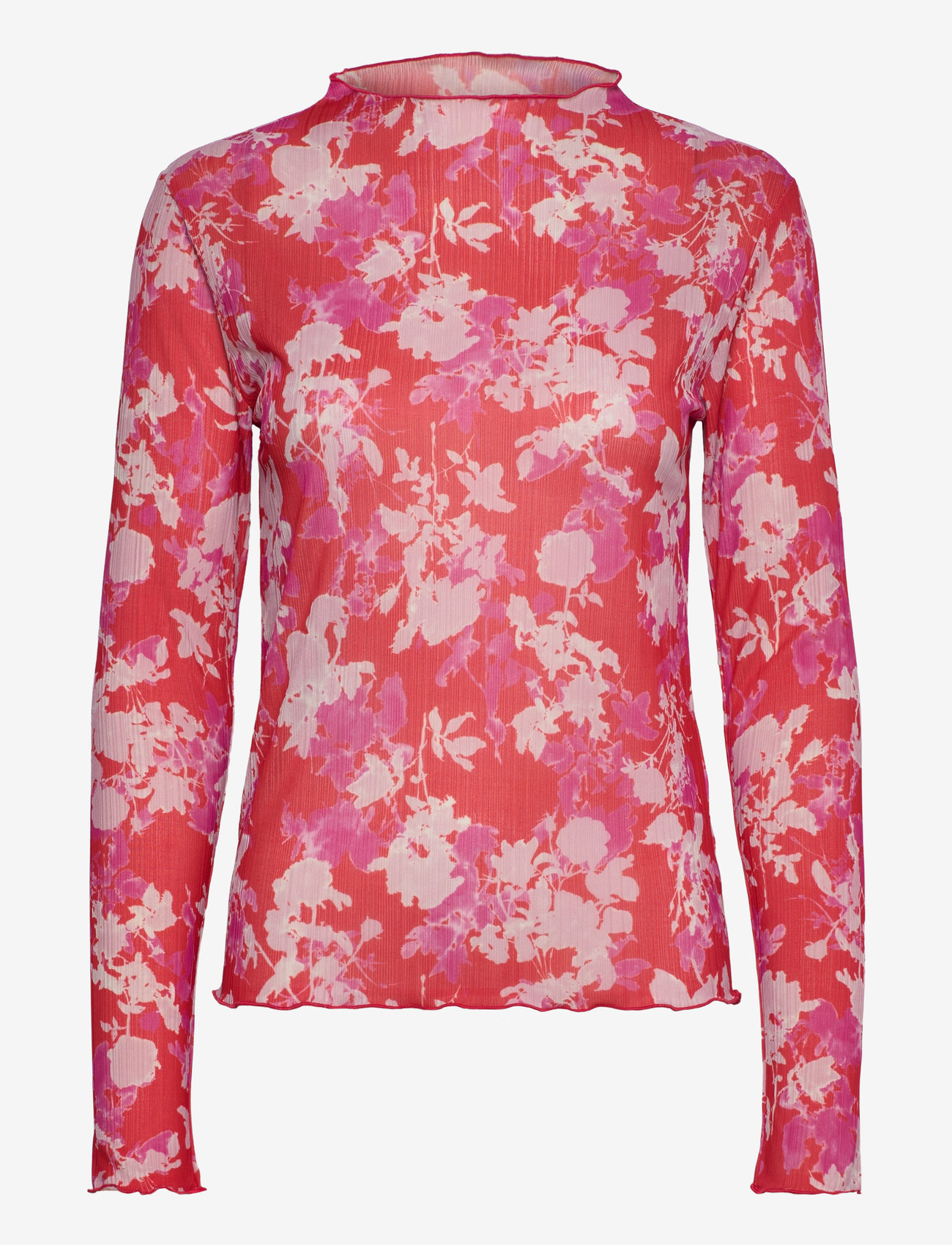 Mads Nørgaard - Fancy Jersey Minnie Top - långärmade toppar - aop rose/fiery red - 0