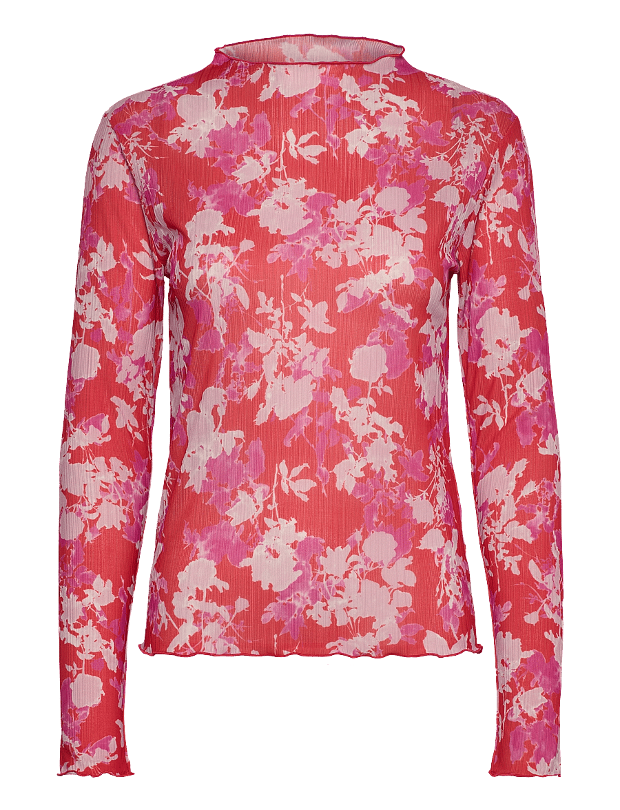 Mads Nørgaard - Fancy Jersey Minnie Top - aop rose/fiery red - 0