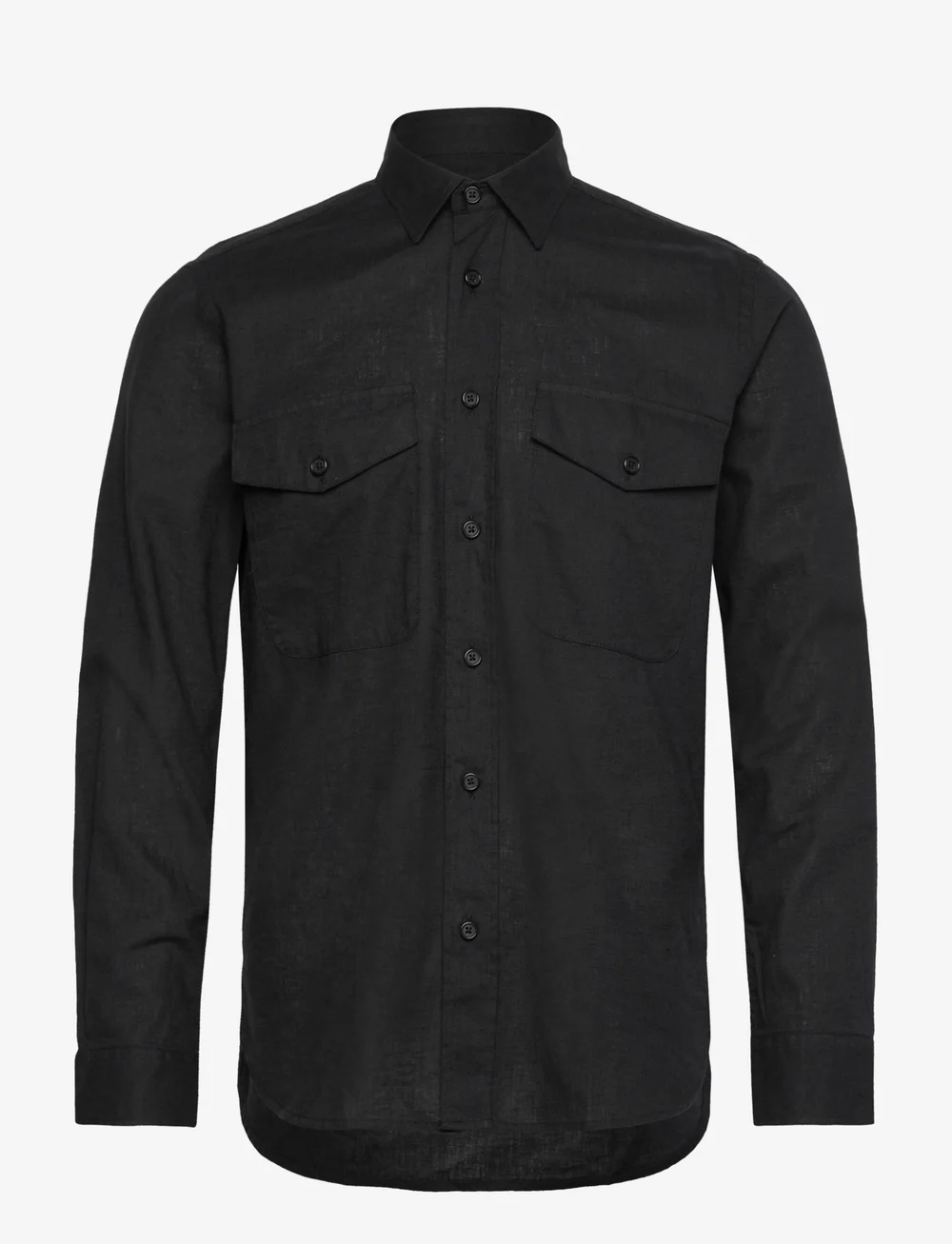 Mads Nørgaard - Cotton Linen Sune Officer Shirt - leinenhemden - black - 0